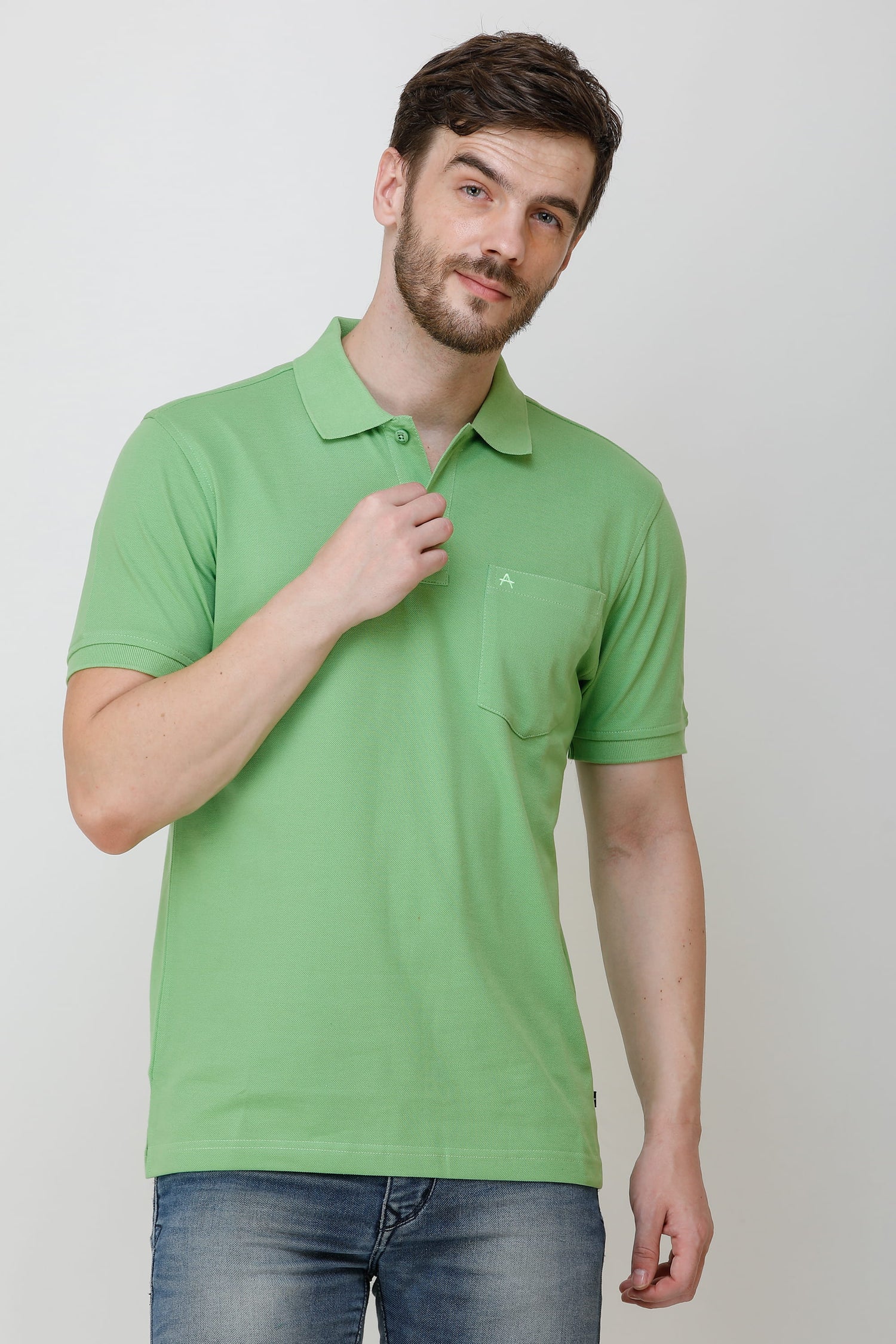 Casual Solid Matty Polo TShirt Chest Pocket - 1004 HS