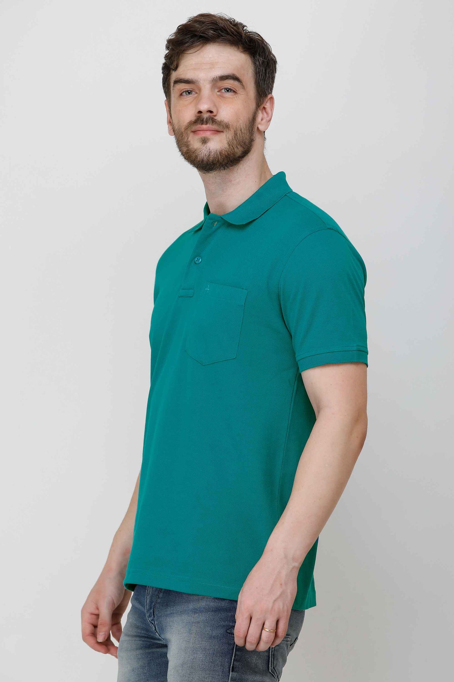 Casual Solid Matty Polo TShirt Chest Pocket - 1004 HS