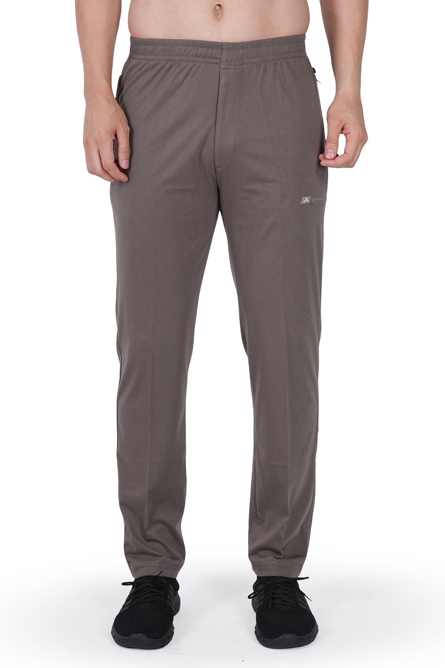 Cotton Track Pants with Front Zip & Back Pocket - 606