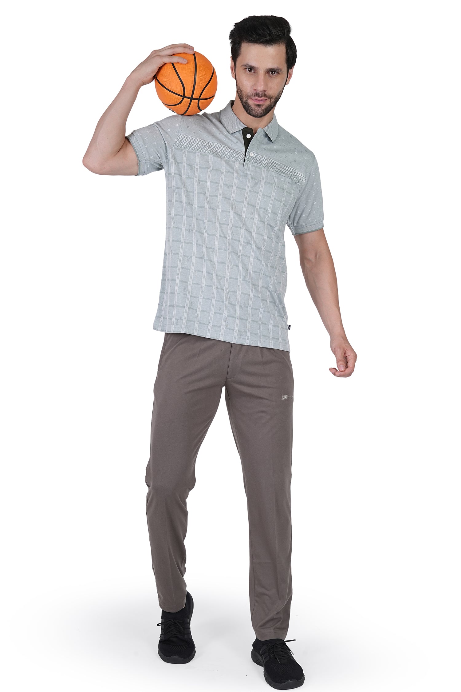 Cotton Track Pants with Front Zip & Back Pocket - 606