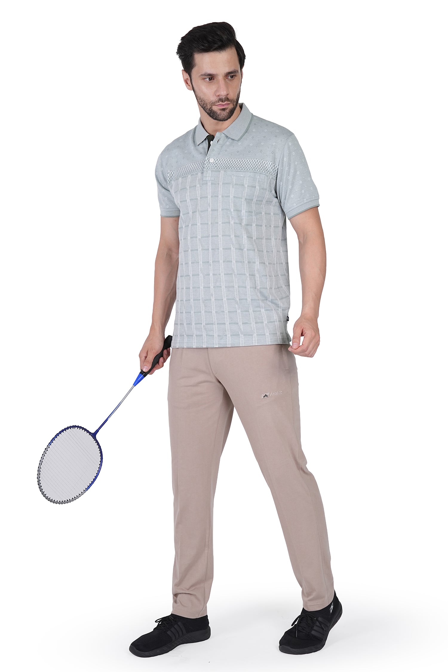 Cotton Track Pants with Front Zip & Back Pocket - 606