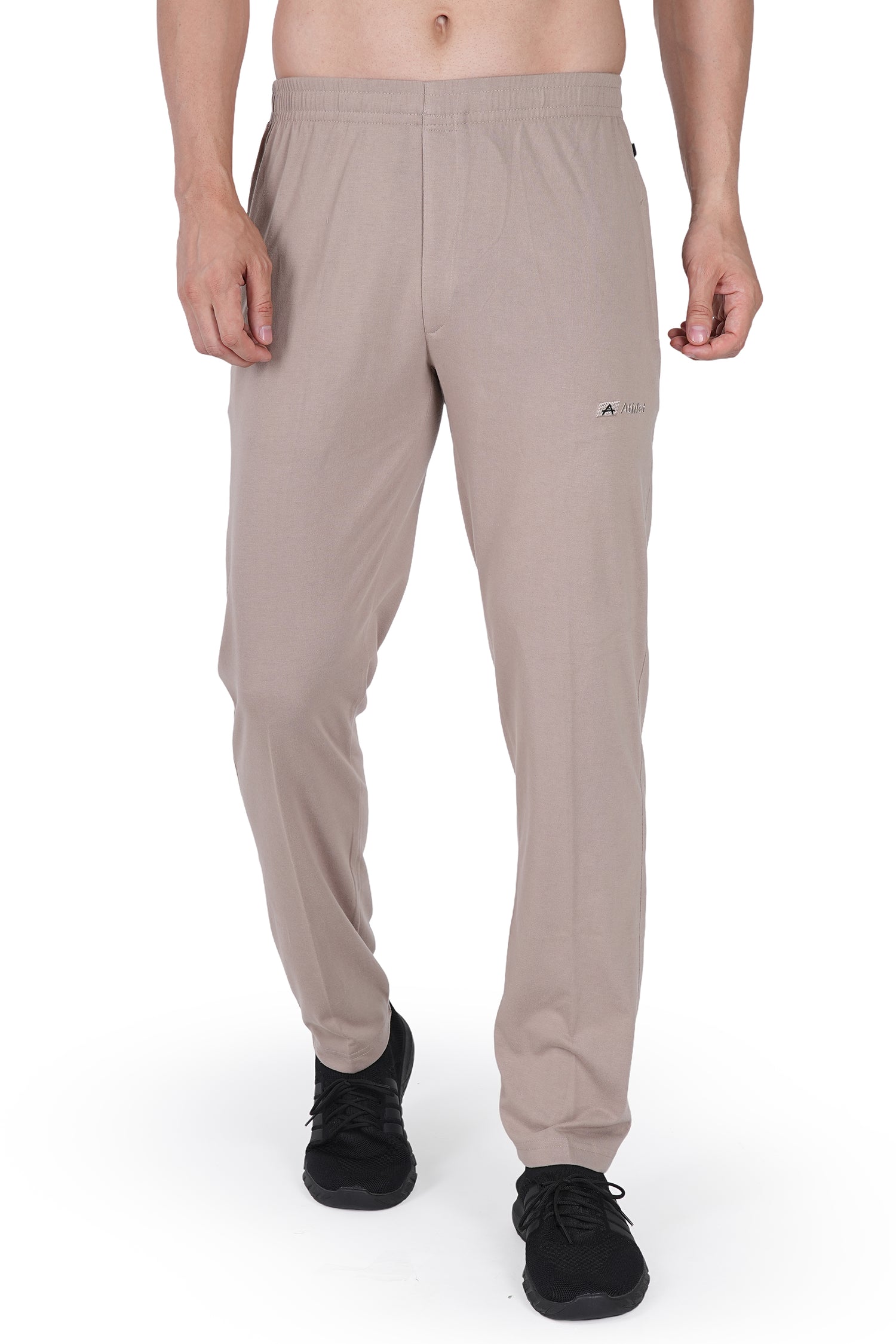 Cotton Track Pants with Front Zip & Back Pocket - 606