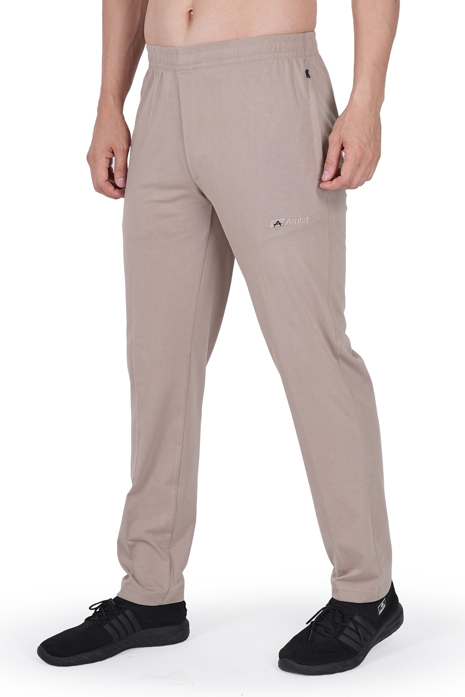 Cotton Track Pants with Front Zip & Back Pocket - 606