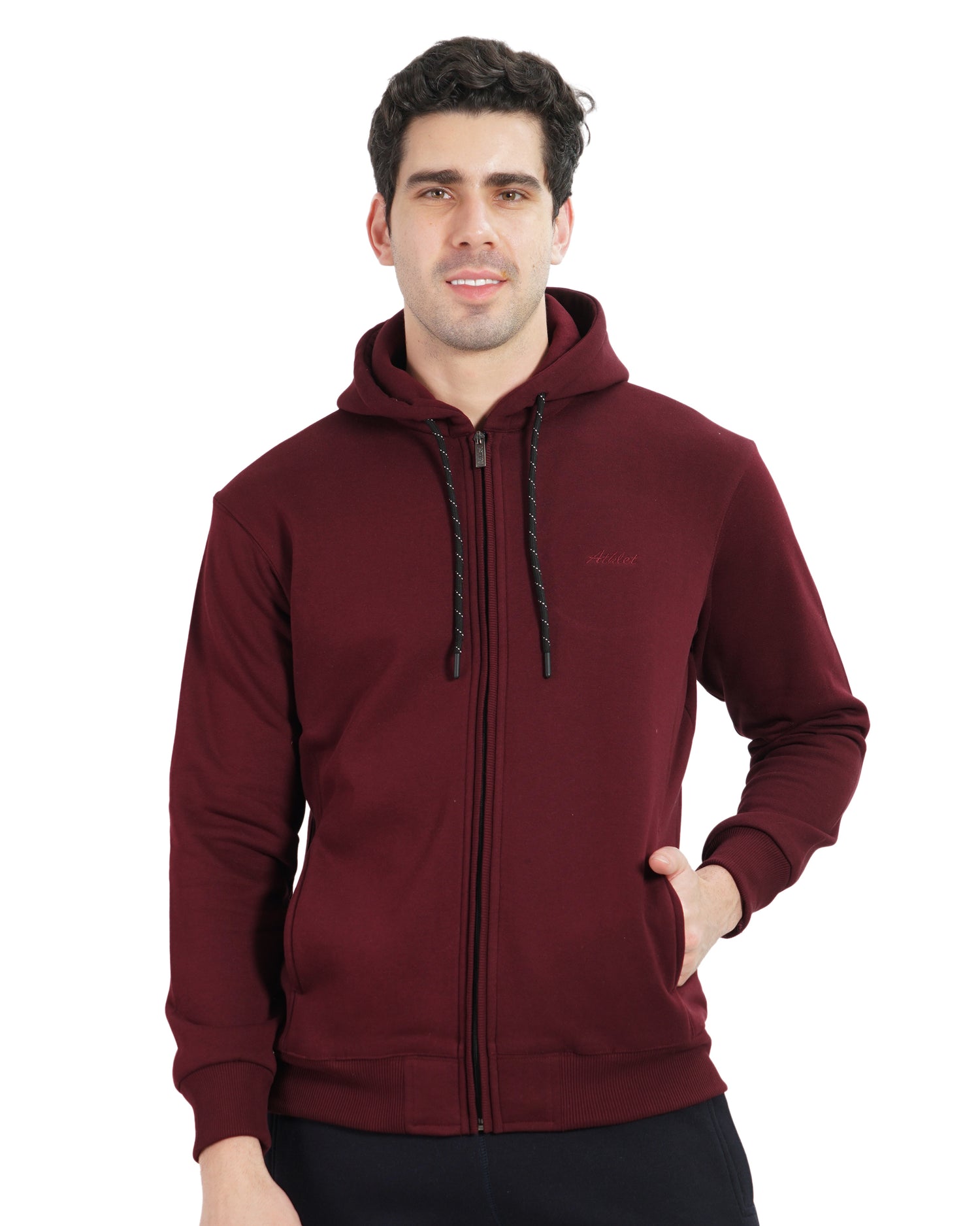Full-Zip Three Thread Fleece Hoodie - 402311