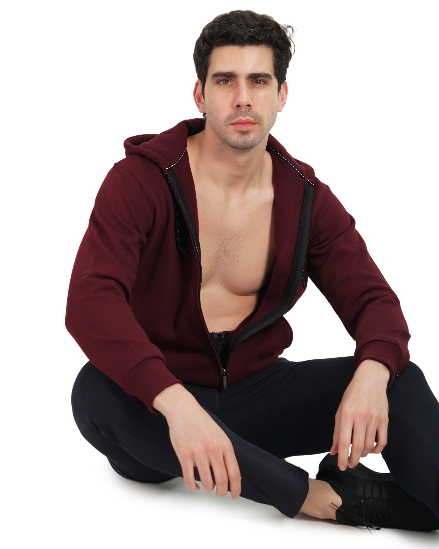 Full-Zip Three Thread Fleece Hoodie - 402311