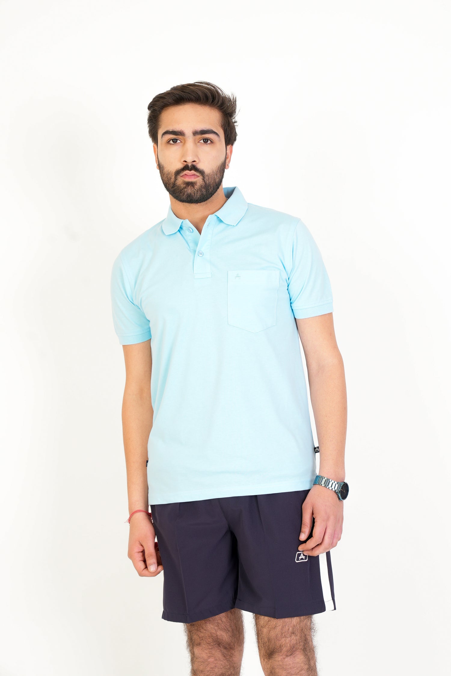 Men's Casual Solid Cotton Polo T-Shirt - 1003 HS