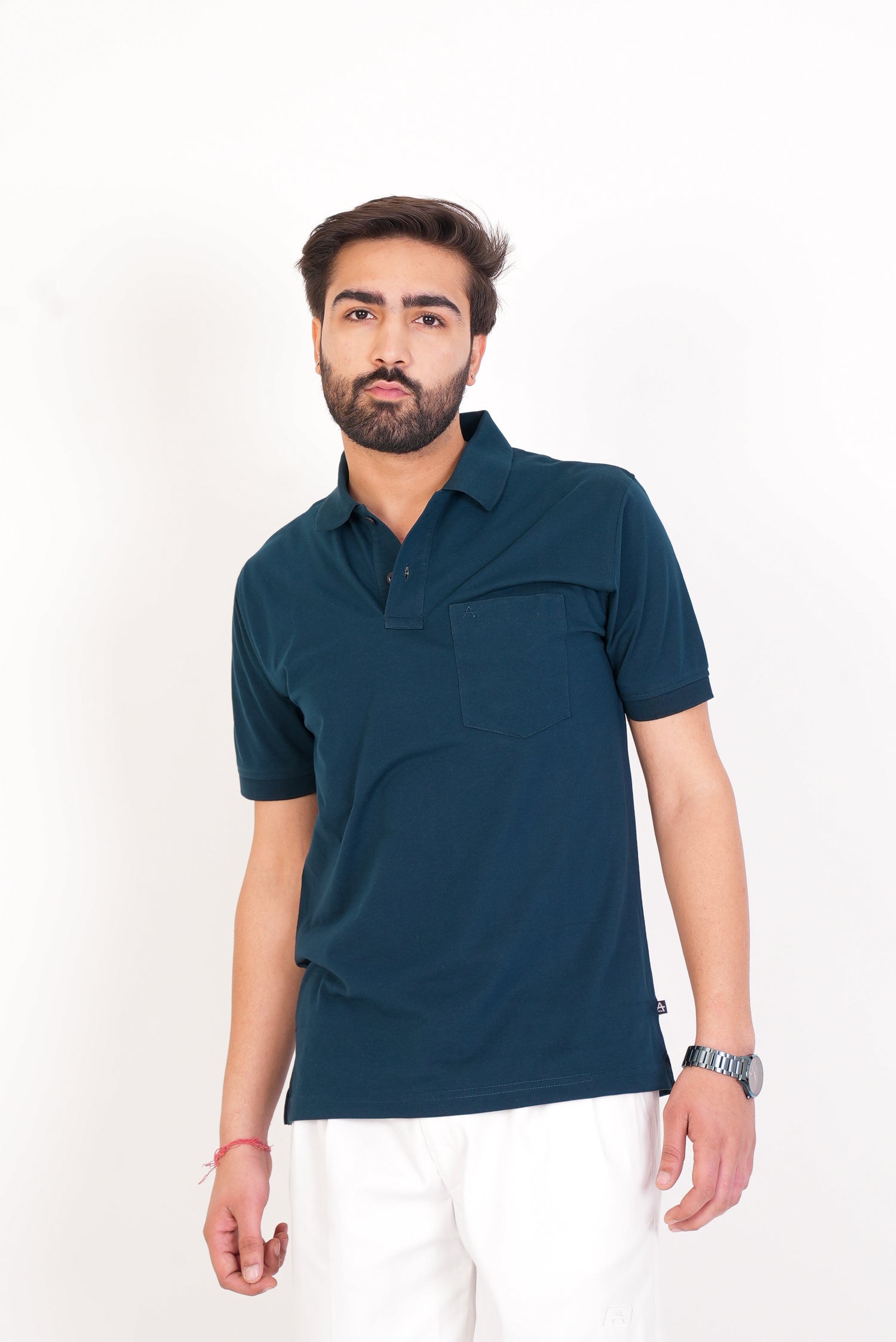 Men's Casual Solid Cotton Polo T-Shirt - 1003 HS