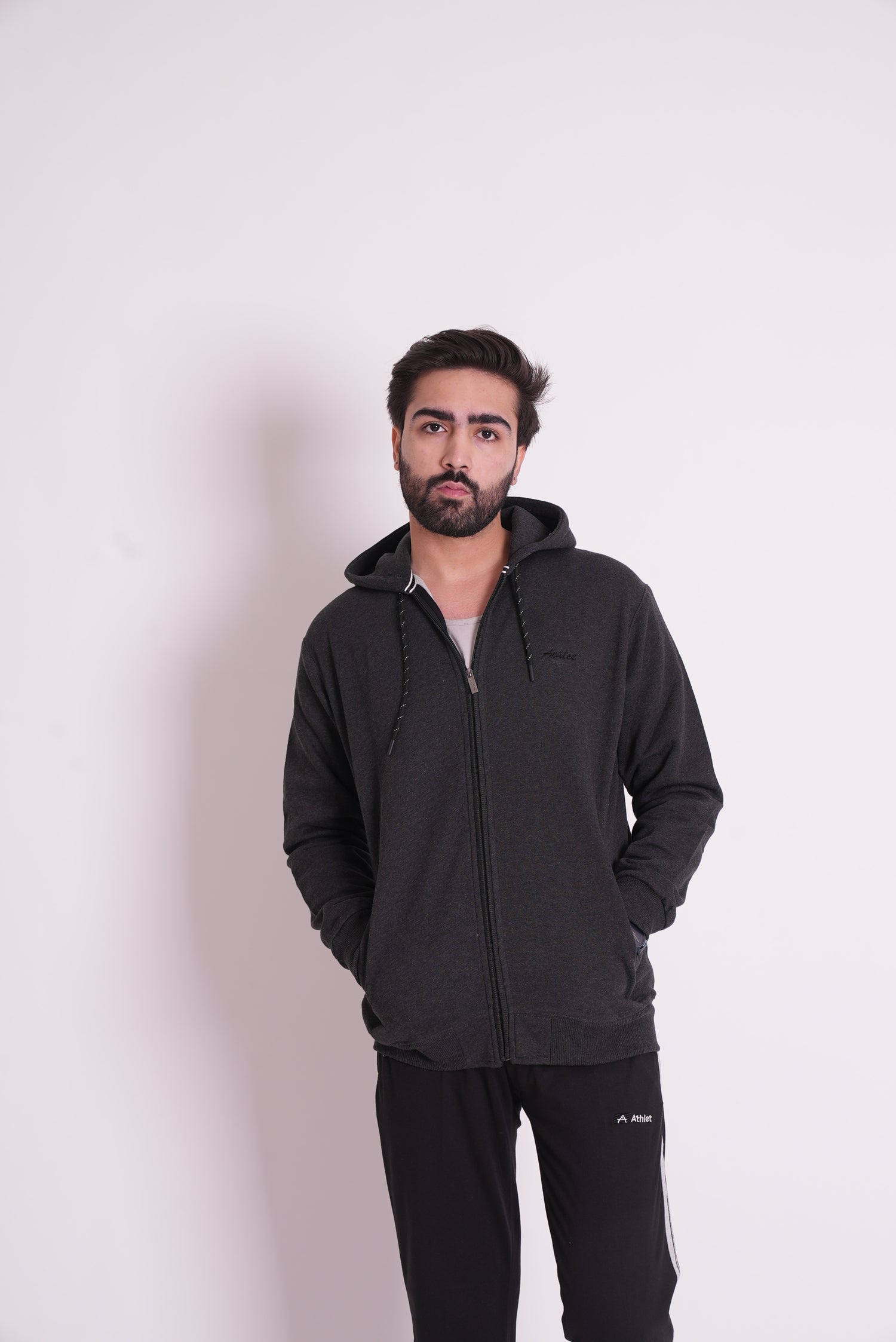 Full-Zip Three Thread Fleece Hoodie - 402311