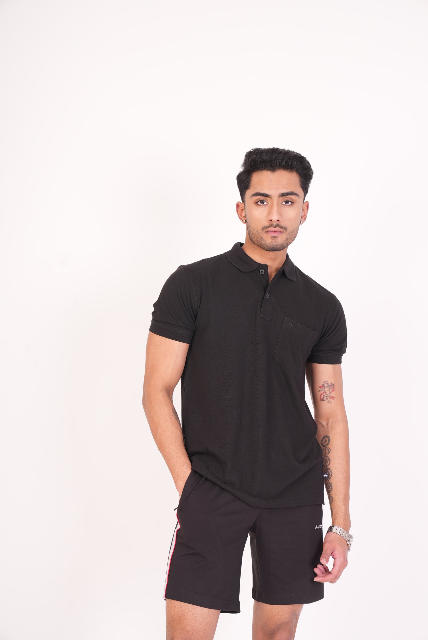 Casual Solid Matty Polo T-Shirt with Chest Pocket - 1004 HS