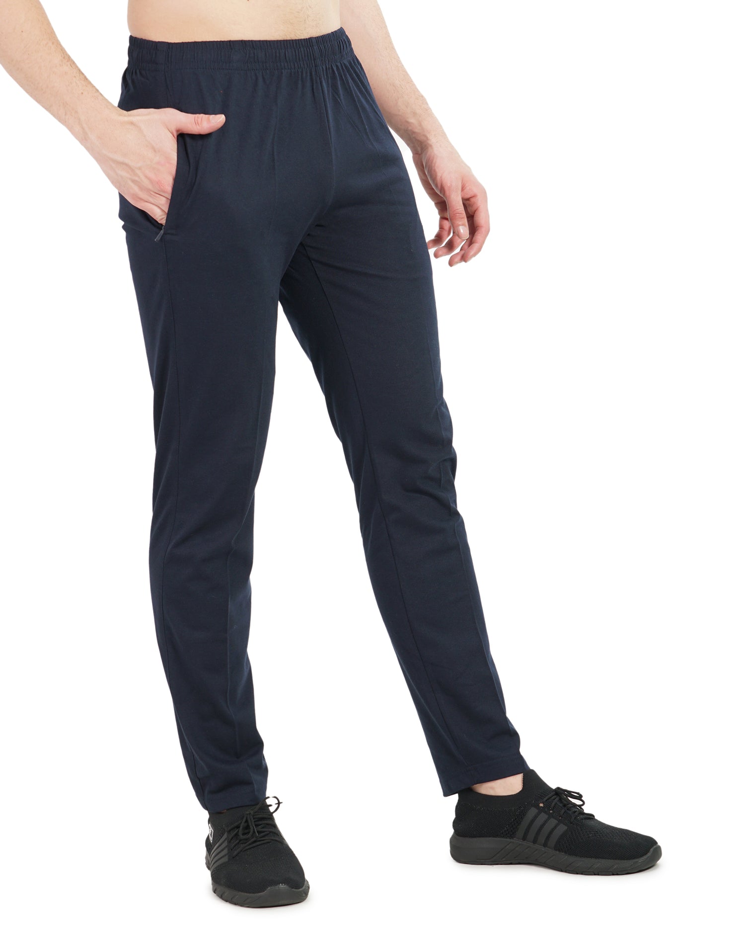 Solid Cotton Track Pants for Men & Unisex – Regular Fit with Zipper Pockets