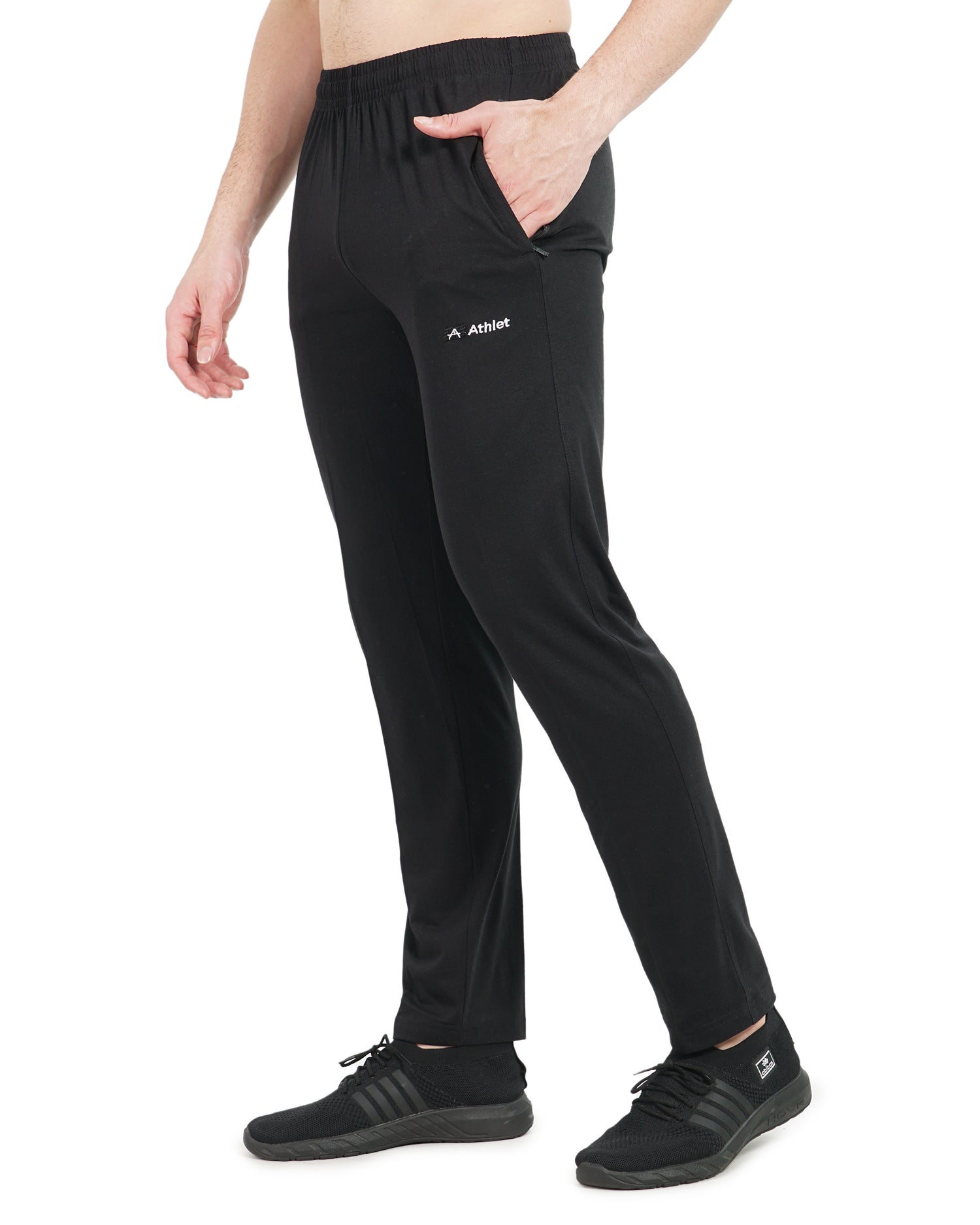 Solid Cotton Track Pants for Men & Unisex – Regular Fit with Zipper Pockets