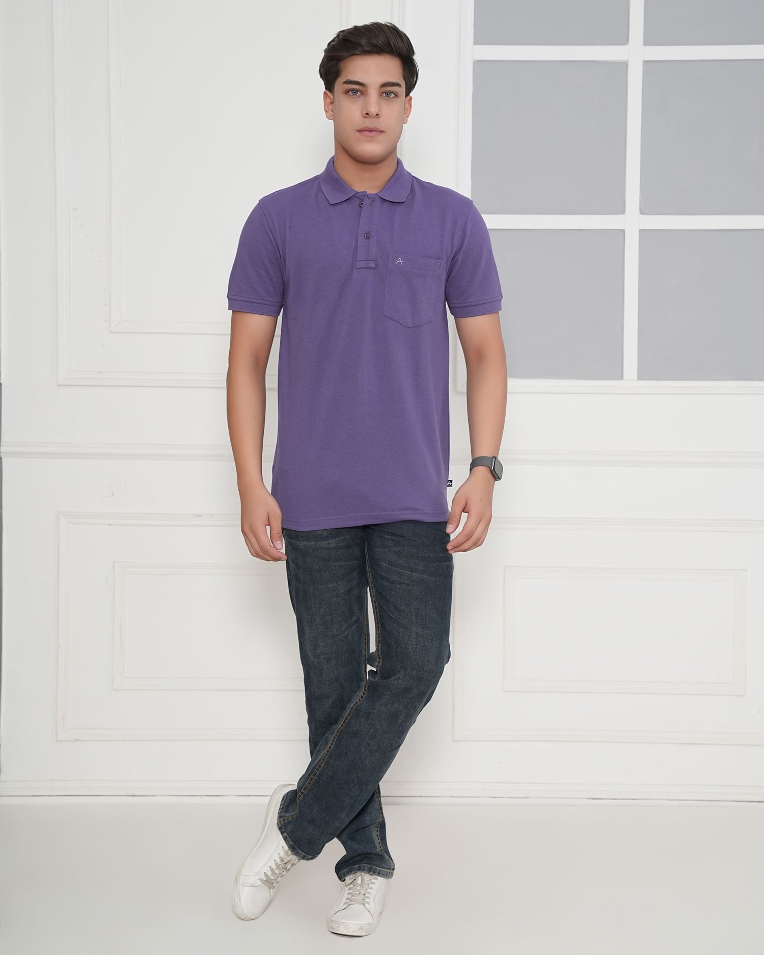 Casual Solid Matty Polo TShirt Chest Pocket - 1004 HS