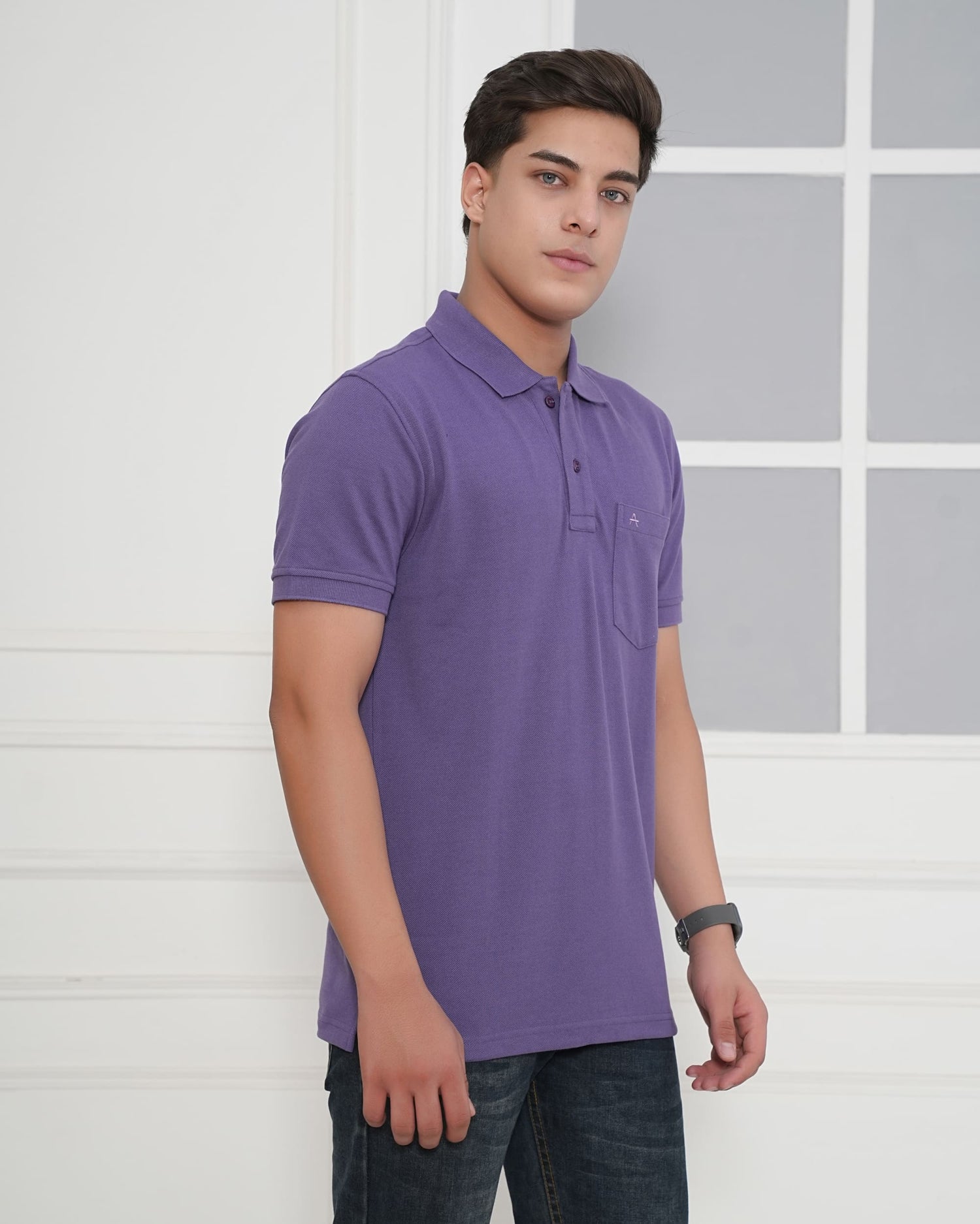 Casual Solid Matty Polo TShirt Chest Pocket - 1004 HS