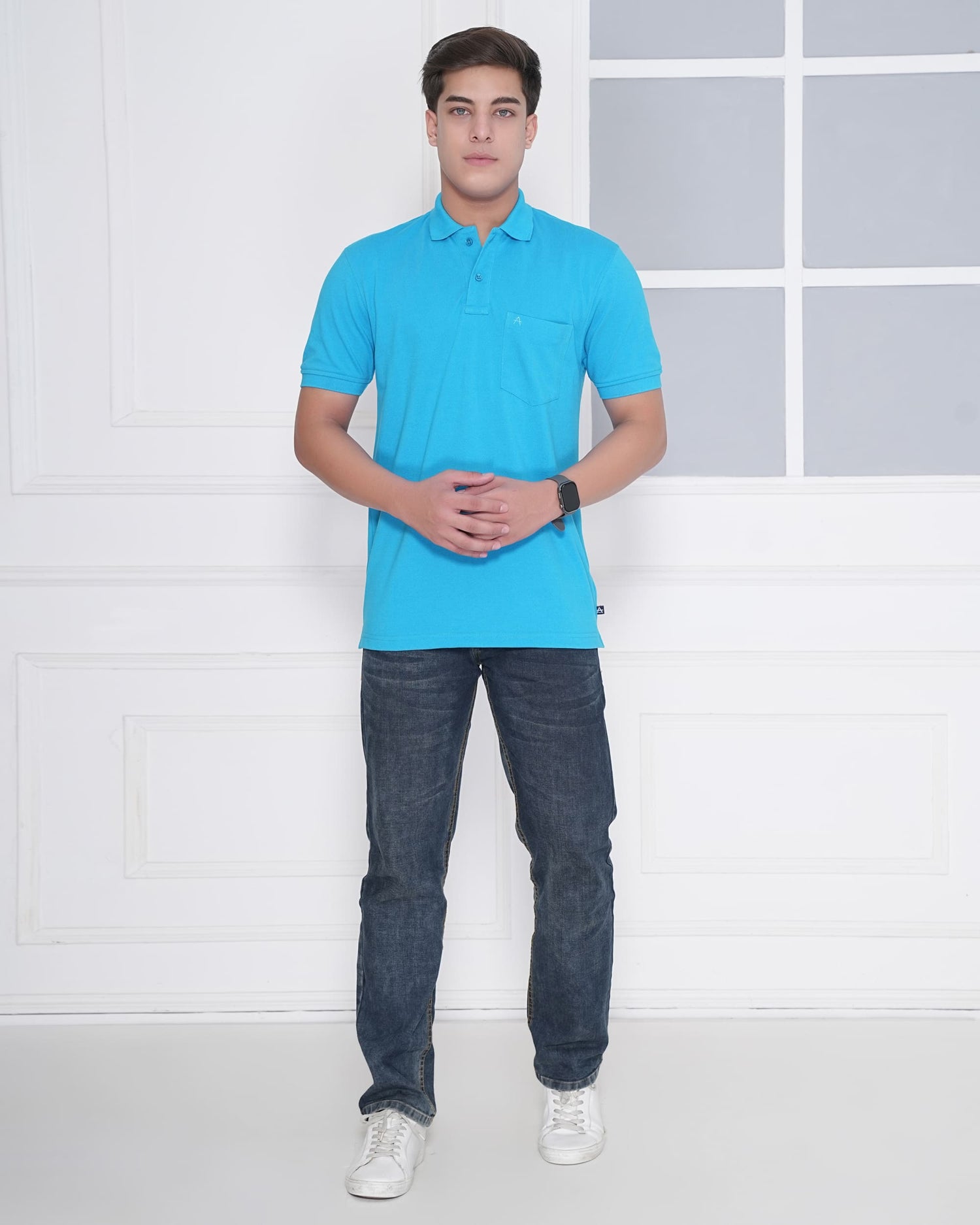 Casual Solid Matty Polo TShirt Chest Pocket - 1004 HS