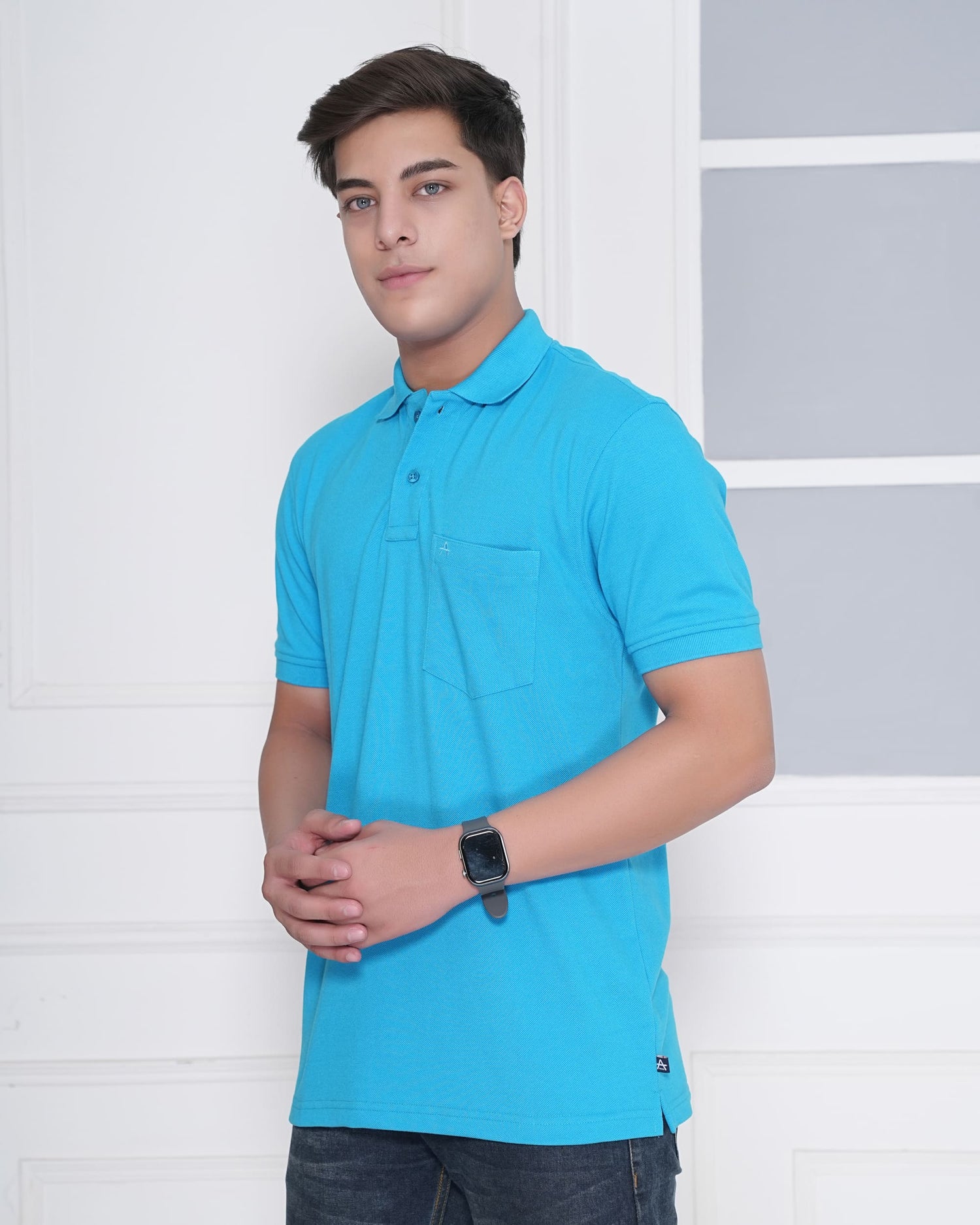 Casual Solid Matty Polo TShirt Chest Pocket - 1004 HS