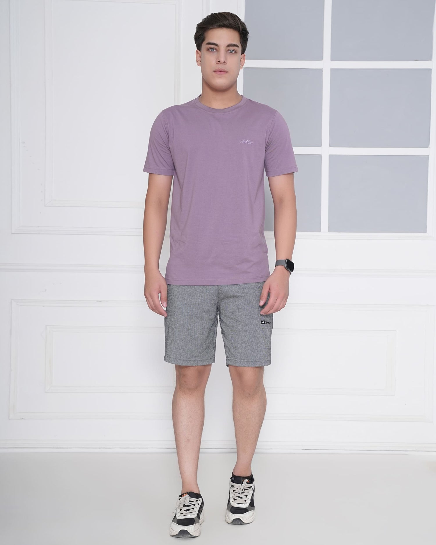 Rainfall Pattern Bermuda Shorts for Men – Cotton Hosiery Regular Fit with Zip Pockets - 191RF