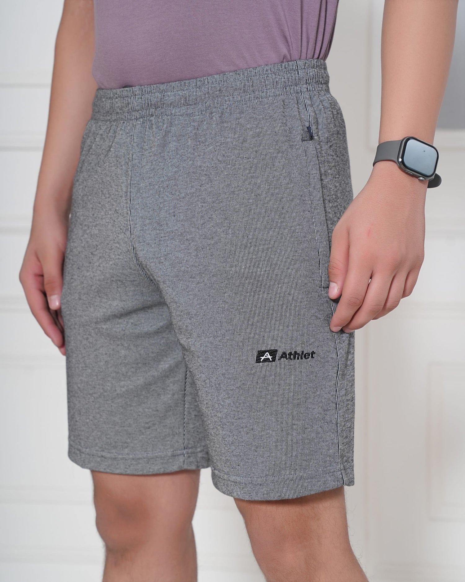 Rainfall Pattern Bermuda Shorts for Men – Cotton Hosiery Regular Fit with Zip Pockets - 191RF