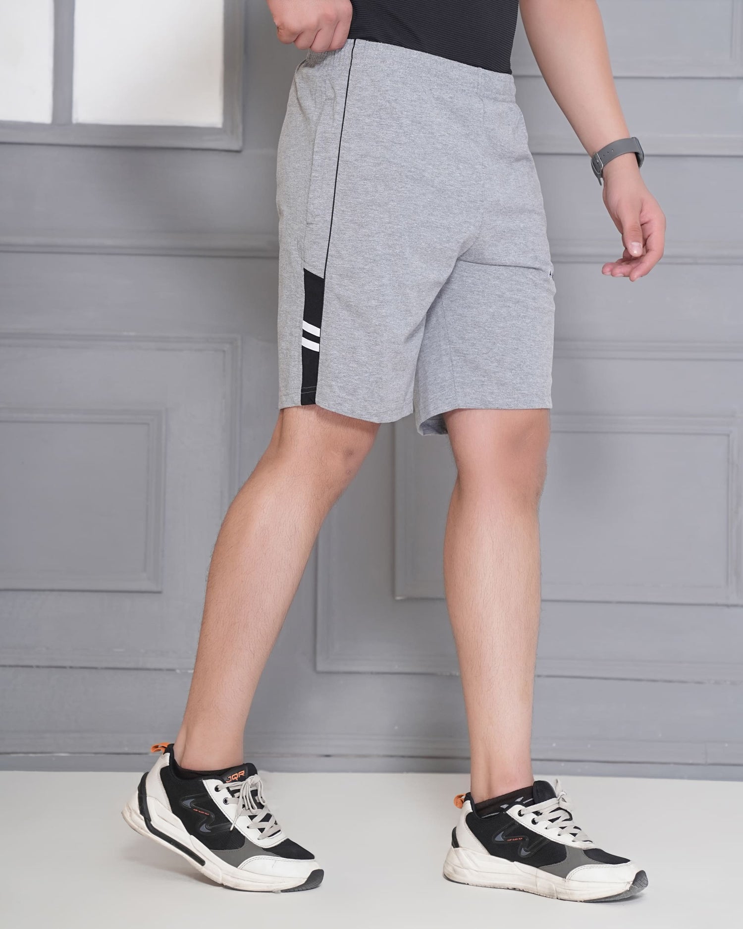 ATHLET Men’s Bermuda Shorts featuring Contrast Trim & Double Stripes – Cotton Hosiery Regular Fit with Elastic Waist & Zip Pockets -108