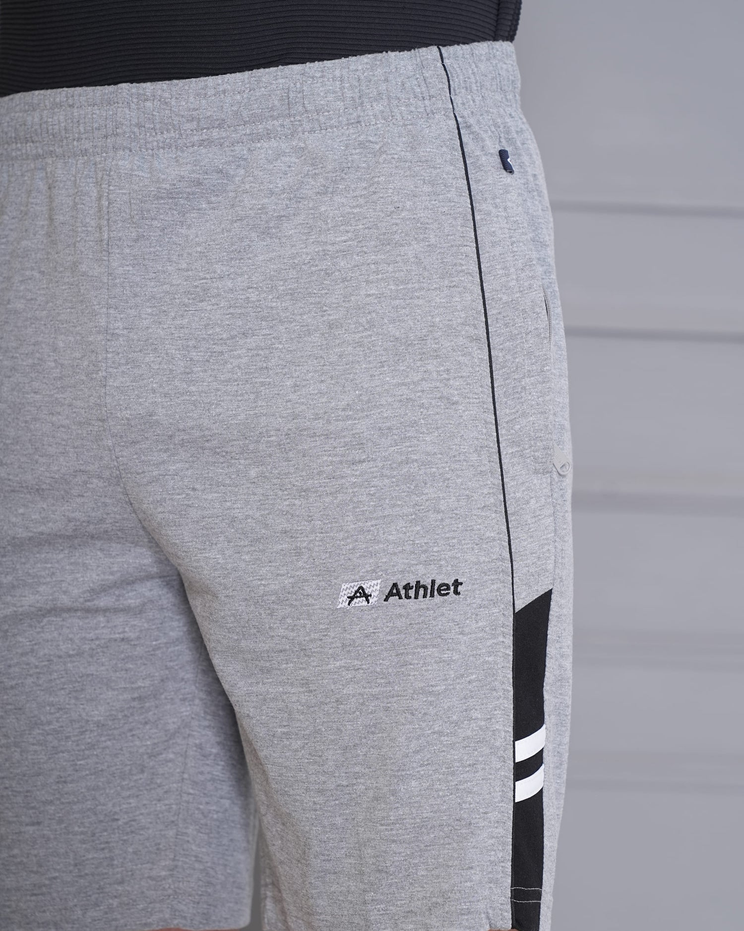 ATHLET Men’s Bermuda Shorts featuring Contrast Trim & Double Stripes – Cotton Hosiery Regular Fit with Elastic Waist & Zip Pockets -108
