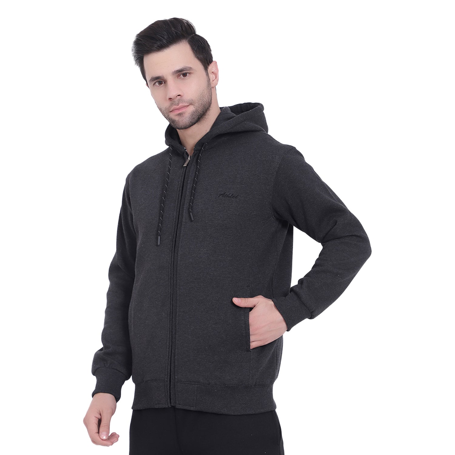 Full-Zip Three Thread Fleece Hoodie - 402311