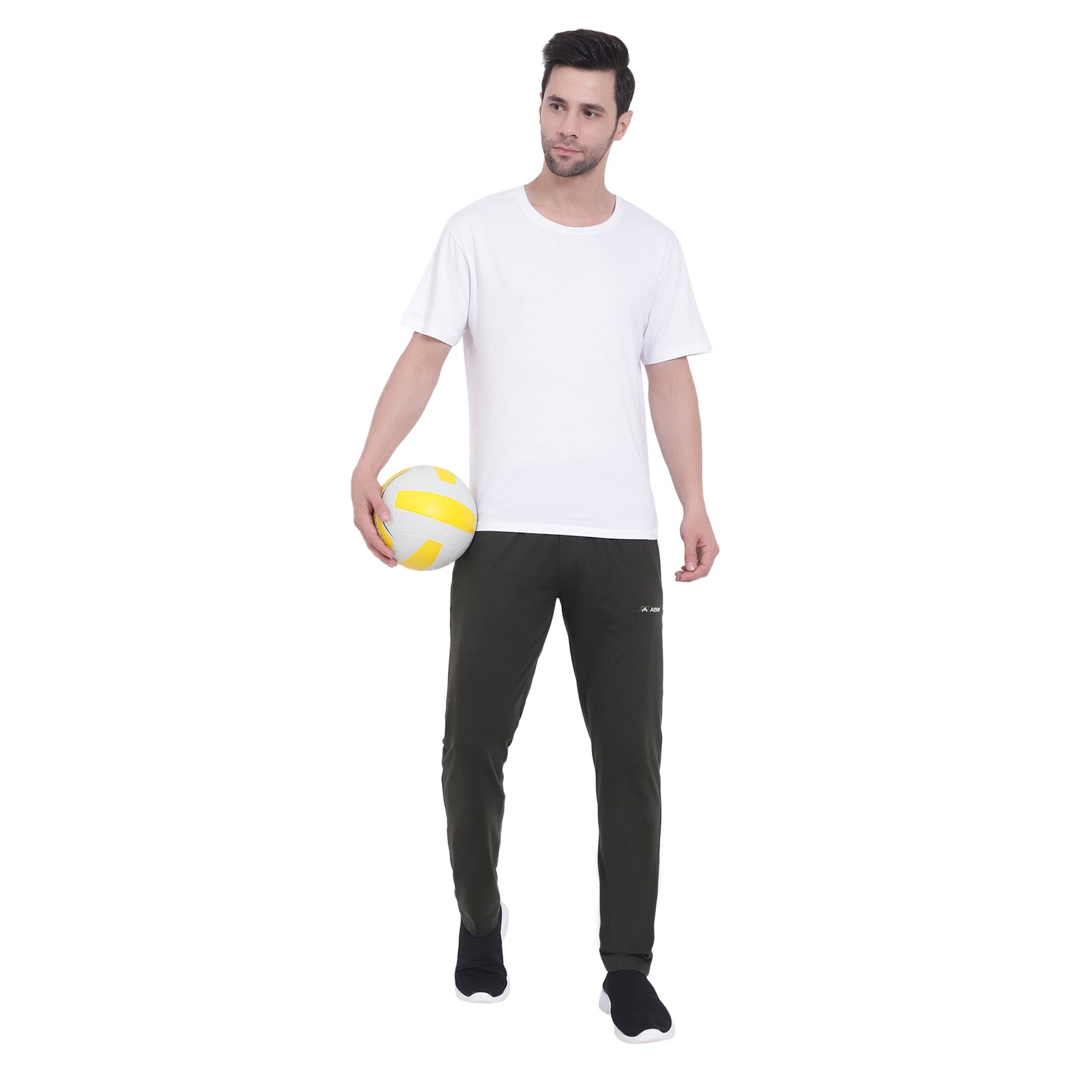 Cotton Track Pants with Front Zip & Back Pocket - 606