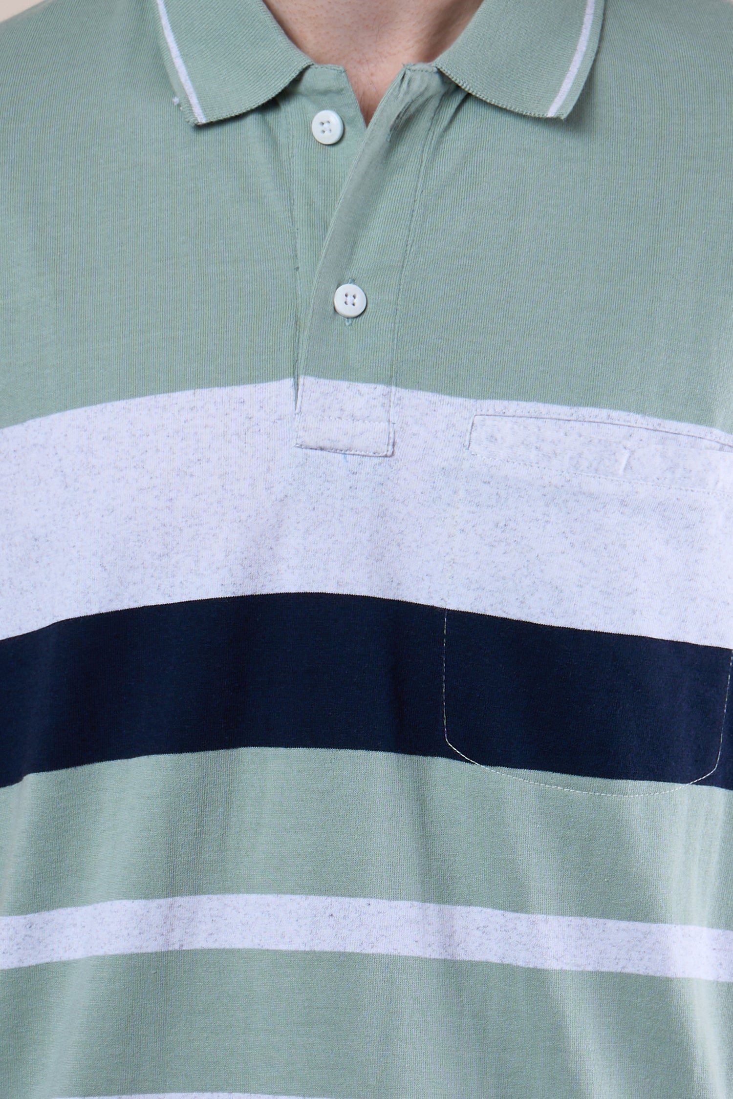 Striped Cotton Polo T-Shirt - 102529