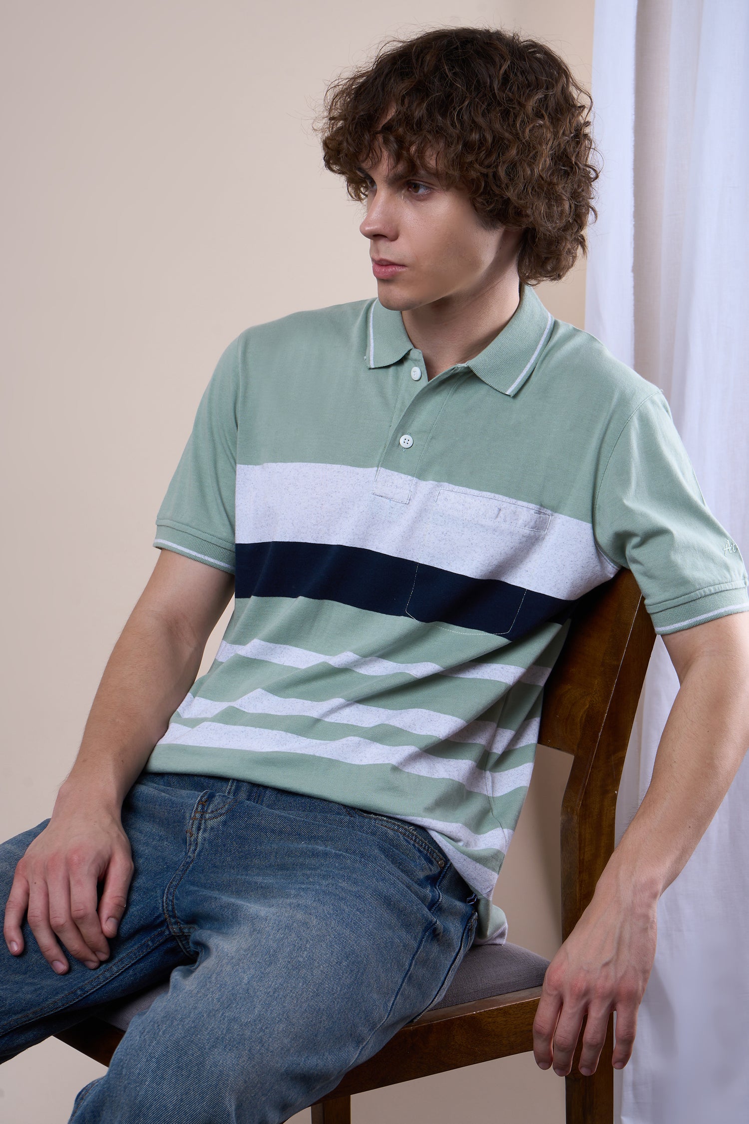 Striped Cotton Polo T-Shirt - 102529