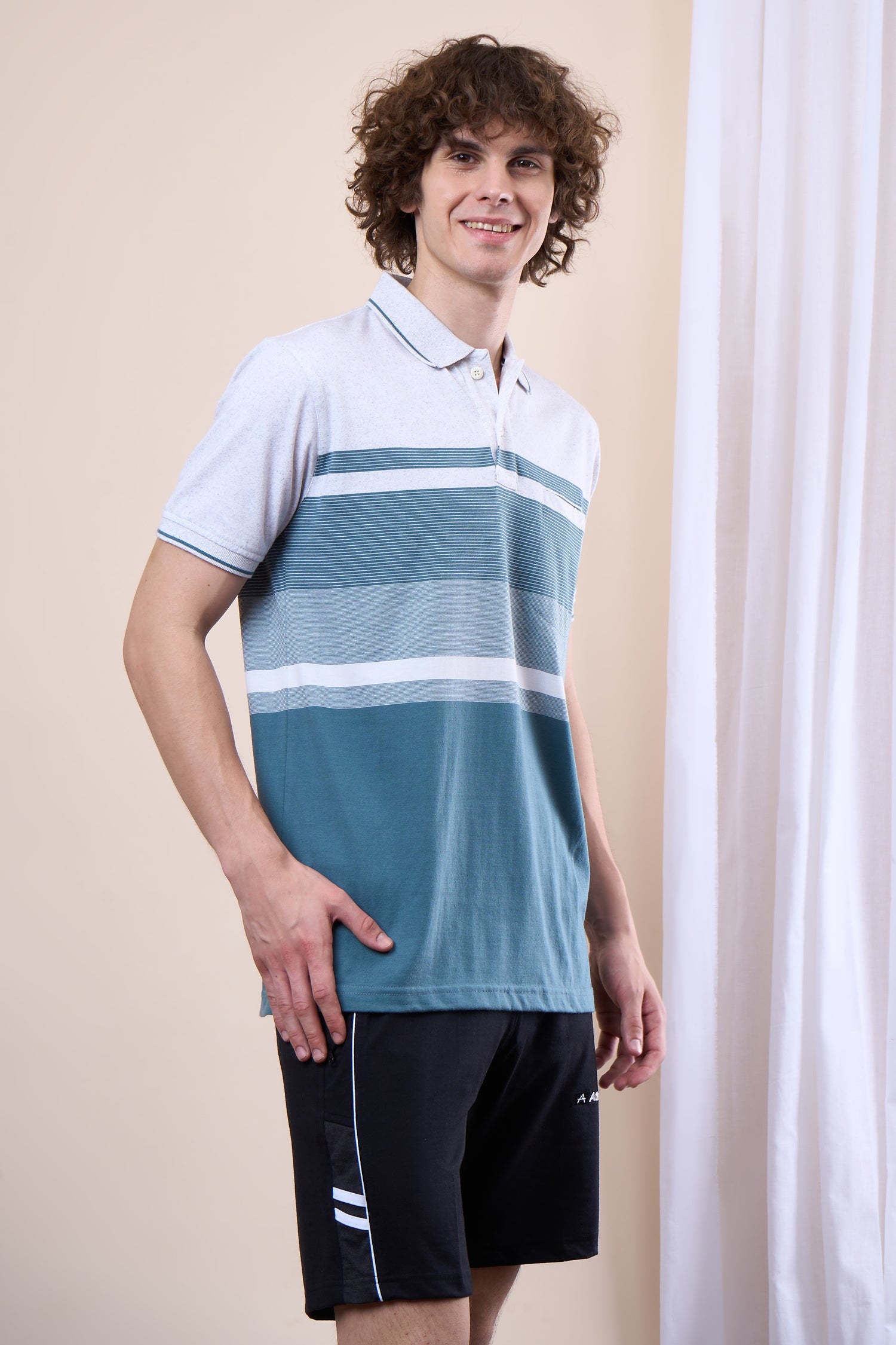 Striped Cotton Polo T-Shirt - 102530