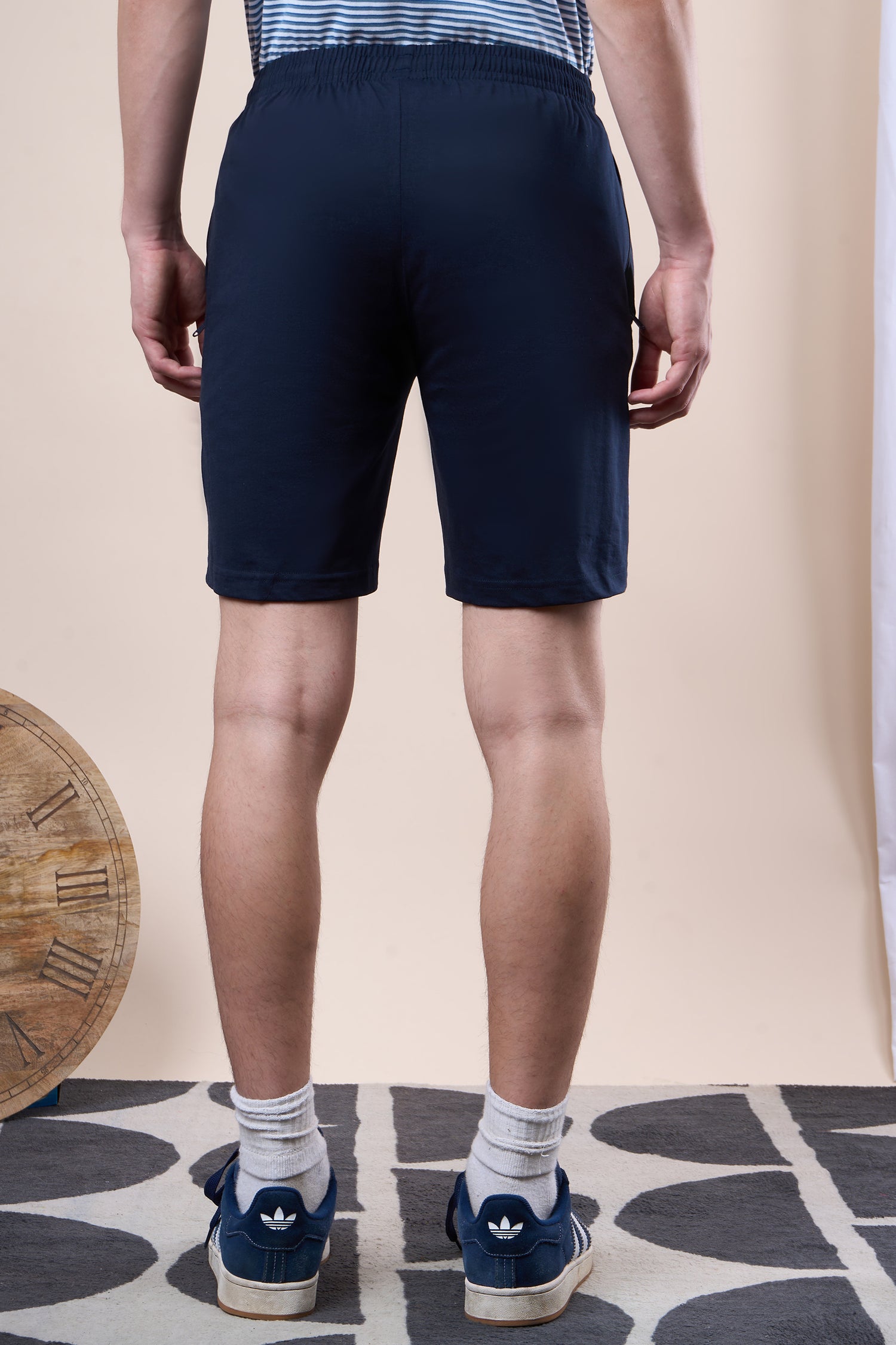 ATHLET Men’s Bermuda Shorts featuring Contrast Trim & Double Stripes – Cotton Hosiery Regular Fit with Elastic Waist & Zip Pockets -108