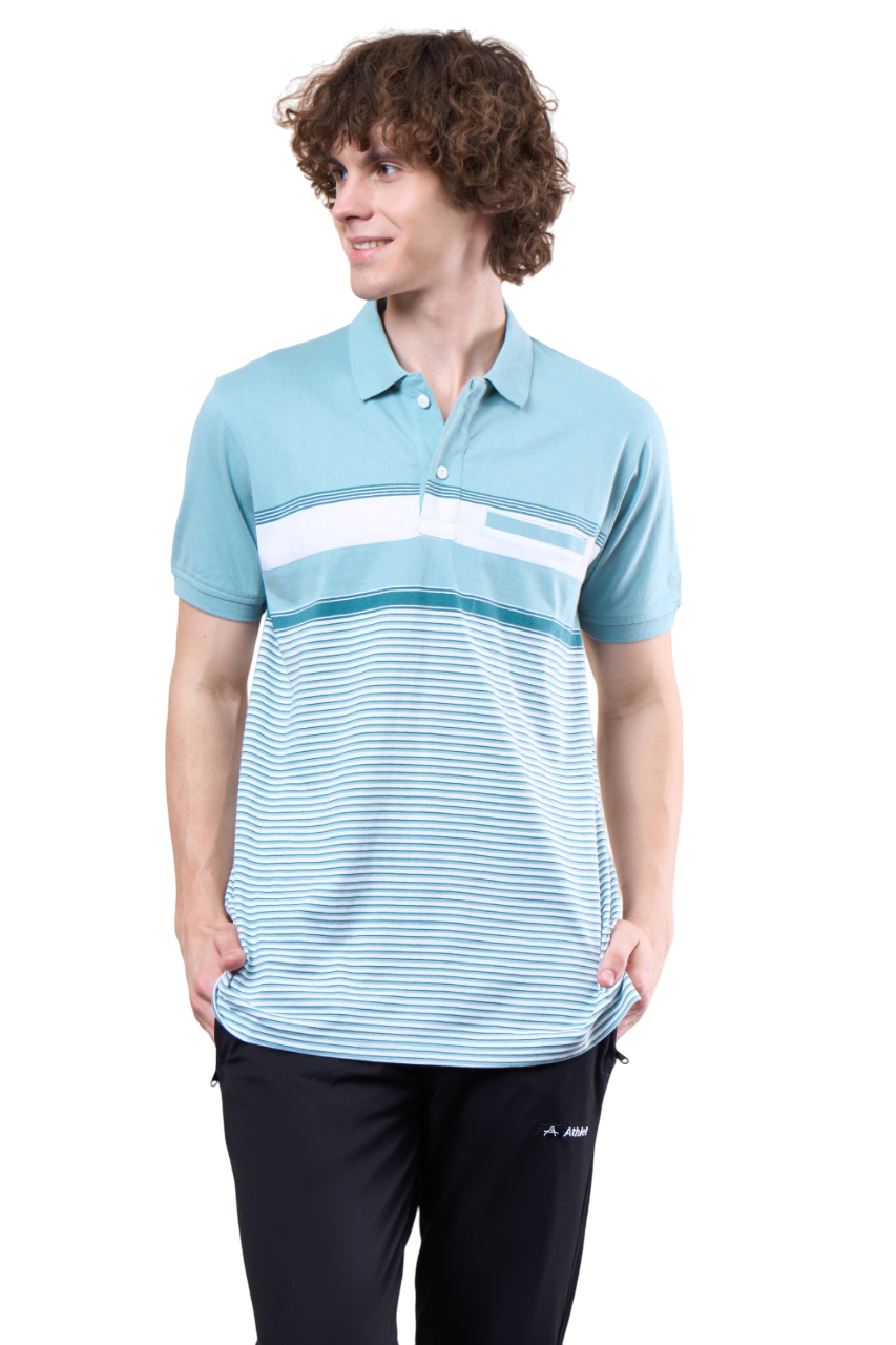 Striped Cotton Polo T-Shirt - 102527