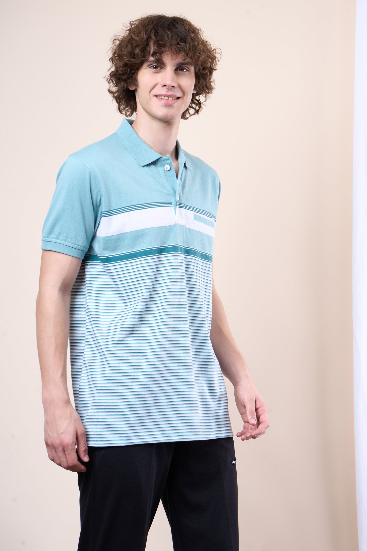 Striped Cotton Polo T-Shirt - 102527