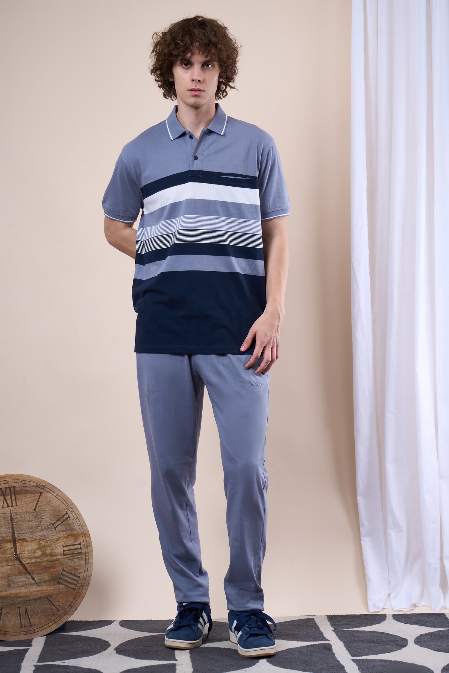 Striped Cotton Polo T-Shirt - 102528