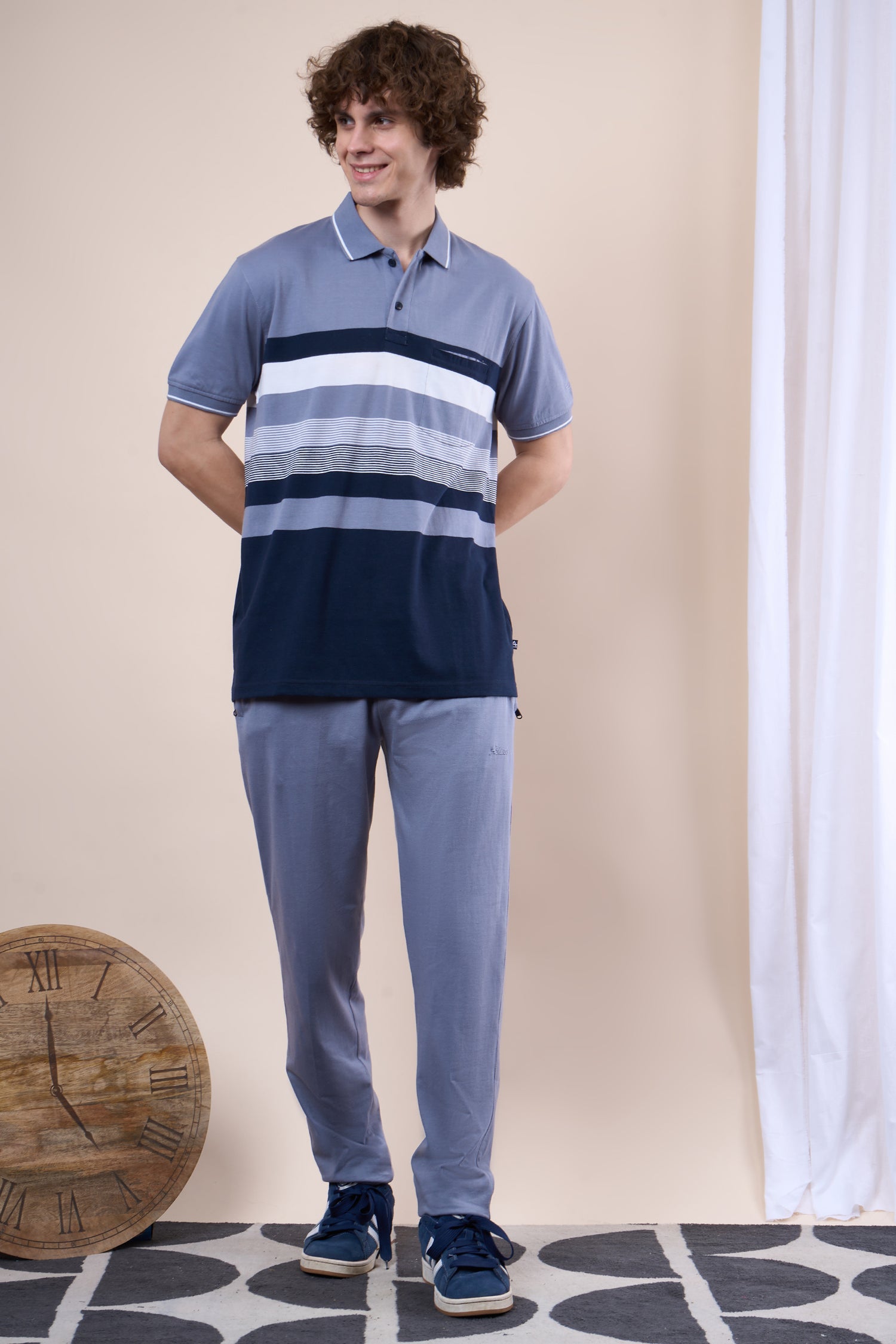 Striped Cotton Polo T-Shirt - 102528
