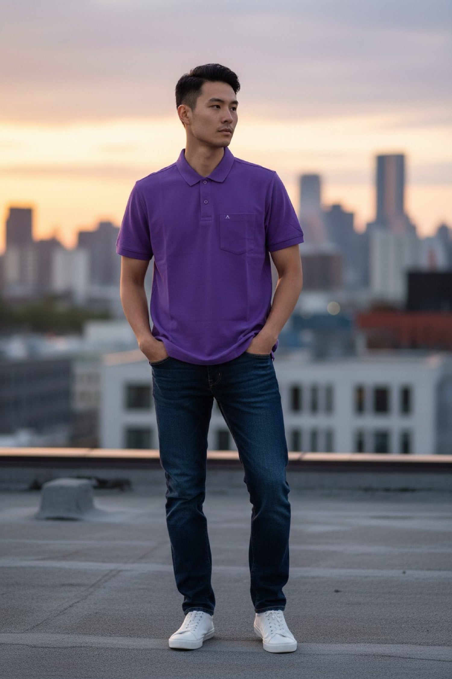 Casual Solid Matty Polo TShirt Chest Pocket - 1004 HS