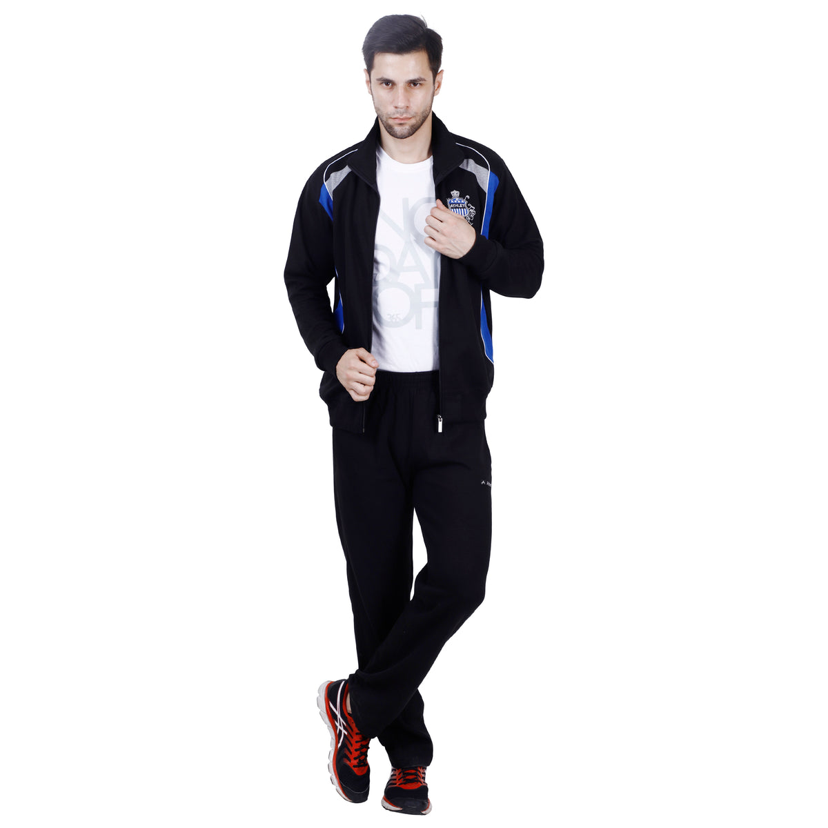 Shoulder Detail Zip-Up Tracksuit Set - 8011