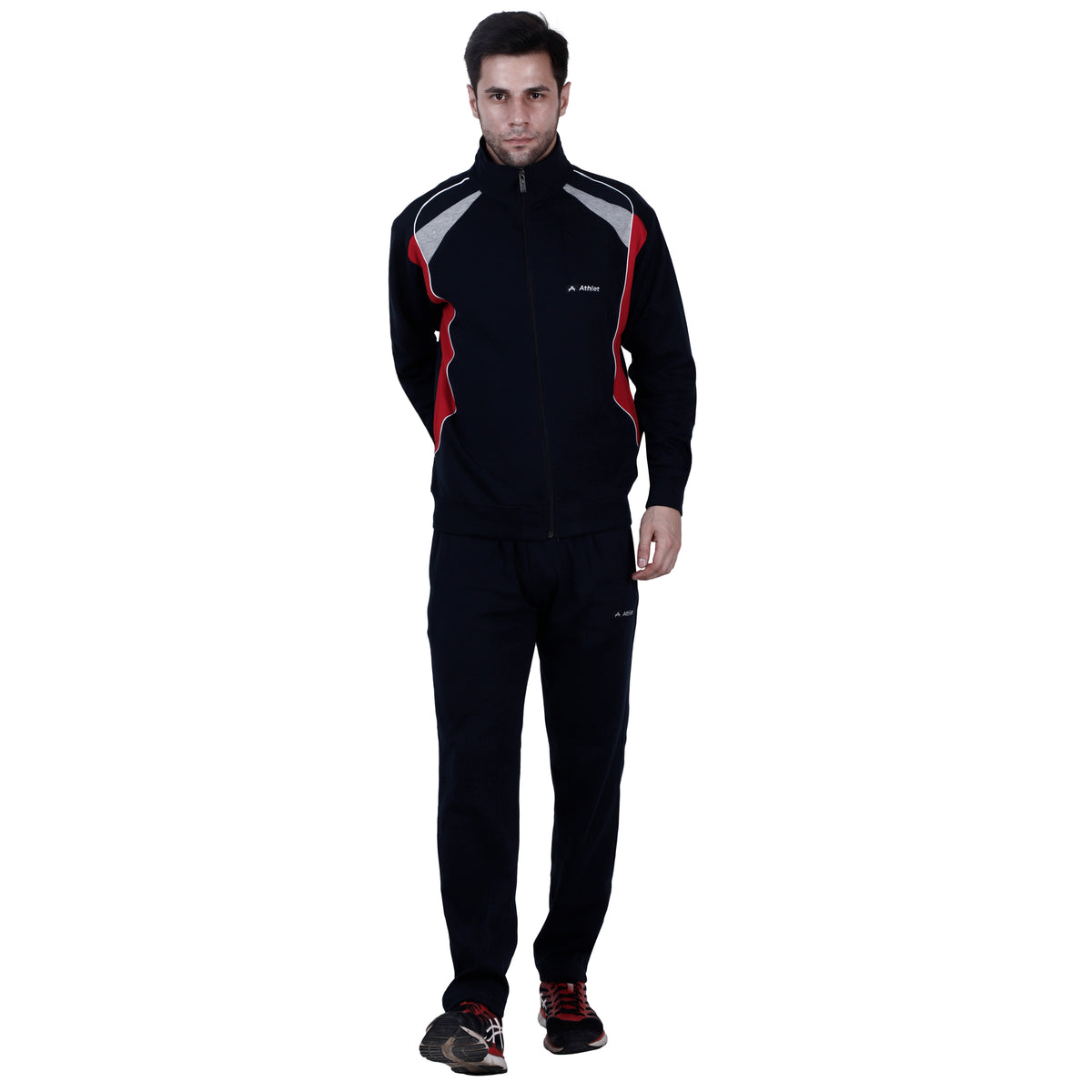 Shoulder Detail Zip-Up Tracksuit Set - 8011