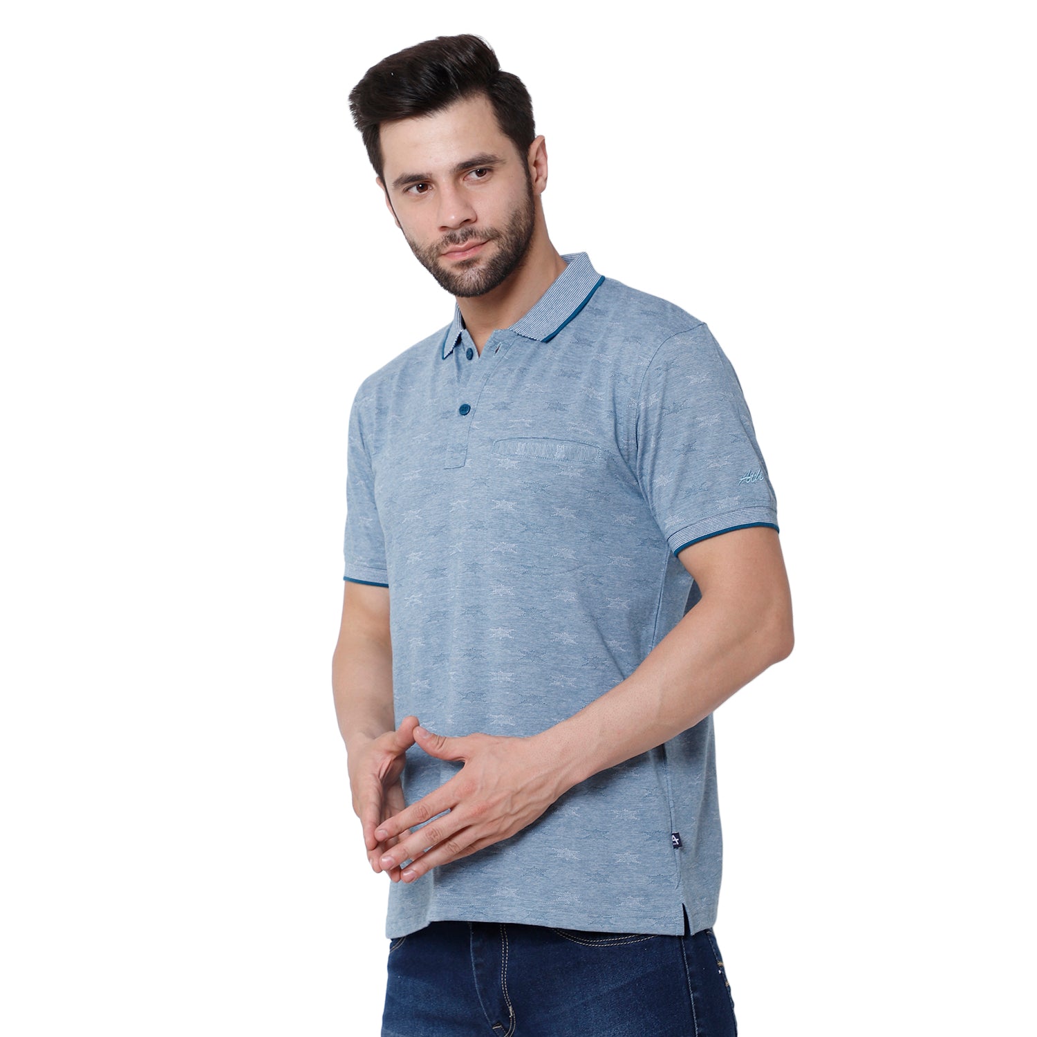 Men's Cotton Jacquard Polo T-Shirt - 202418