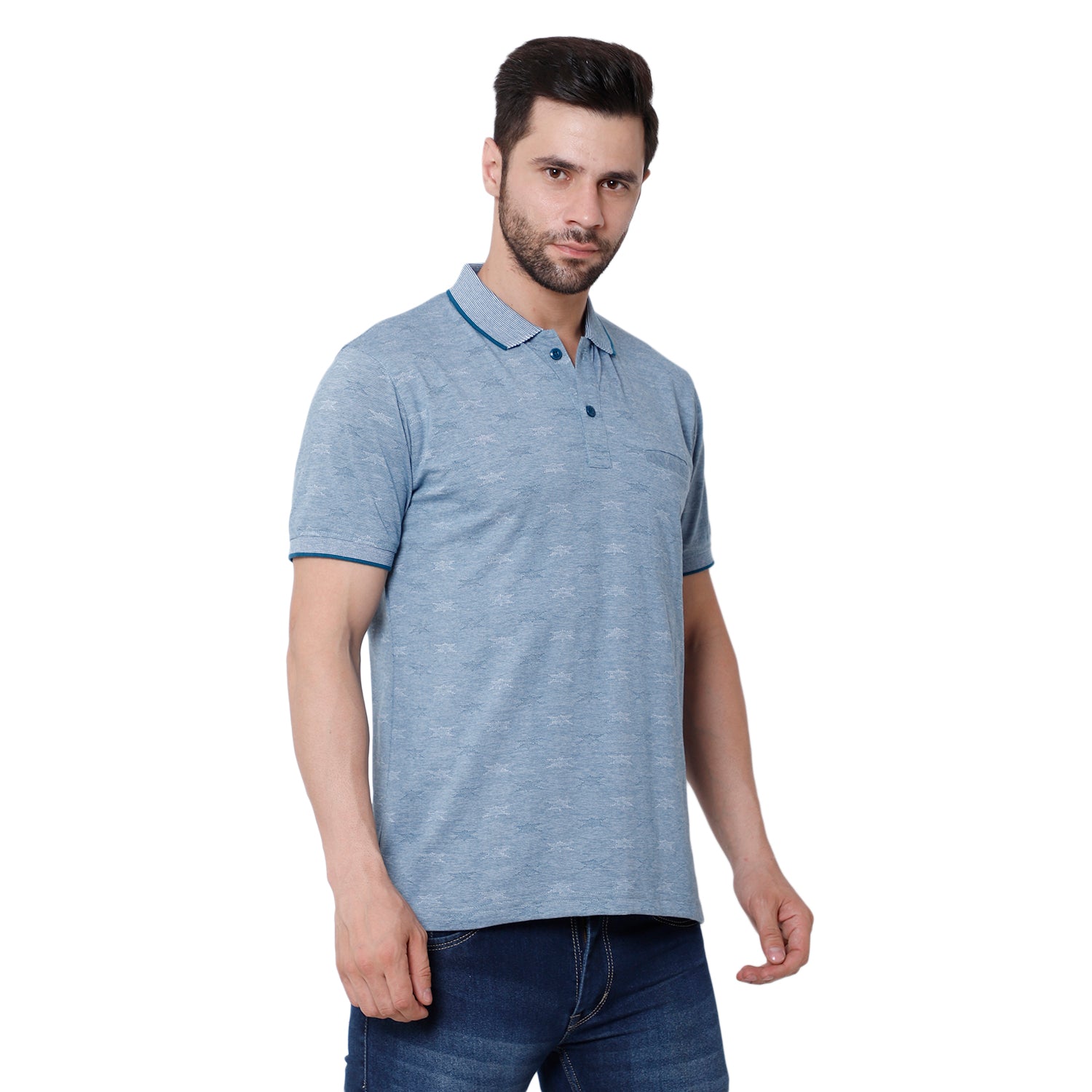 Men's Cotton Jacquard Polo T-Shirt - 202418