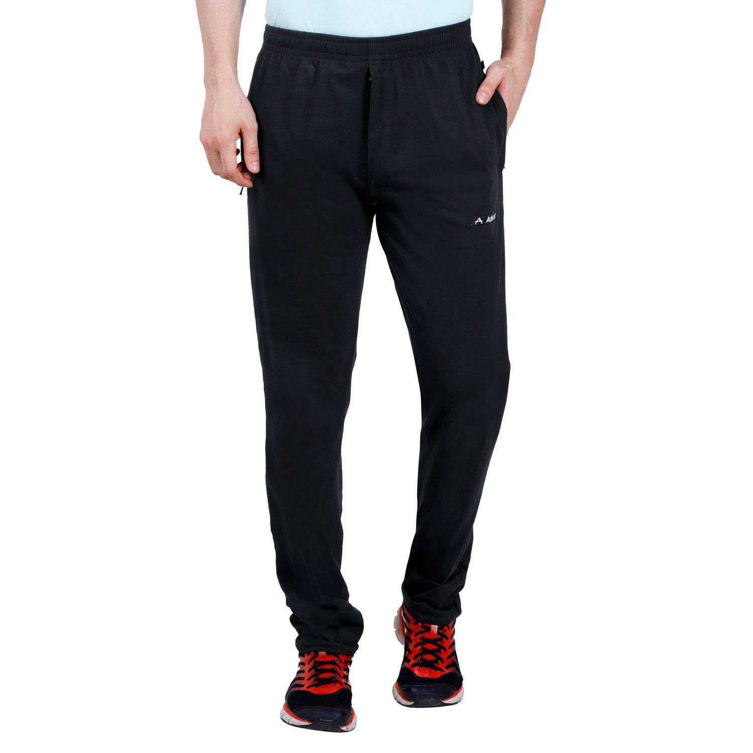 Cotton Track Pants with Front Zip & Back Pocket - 606