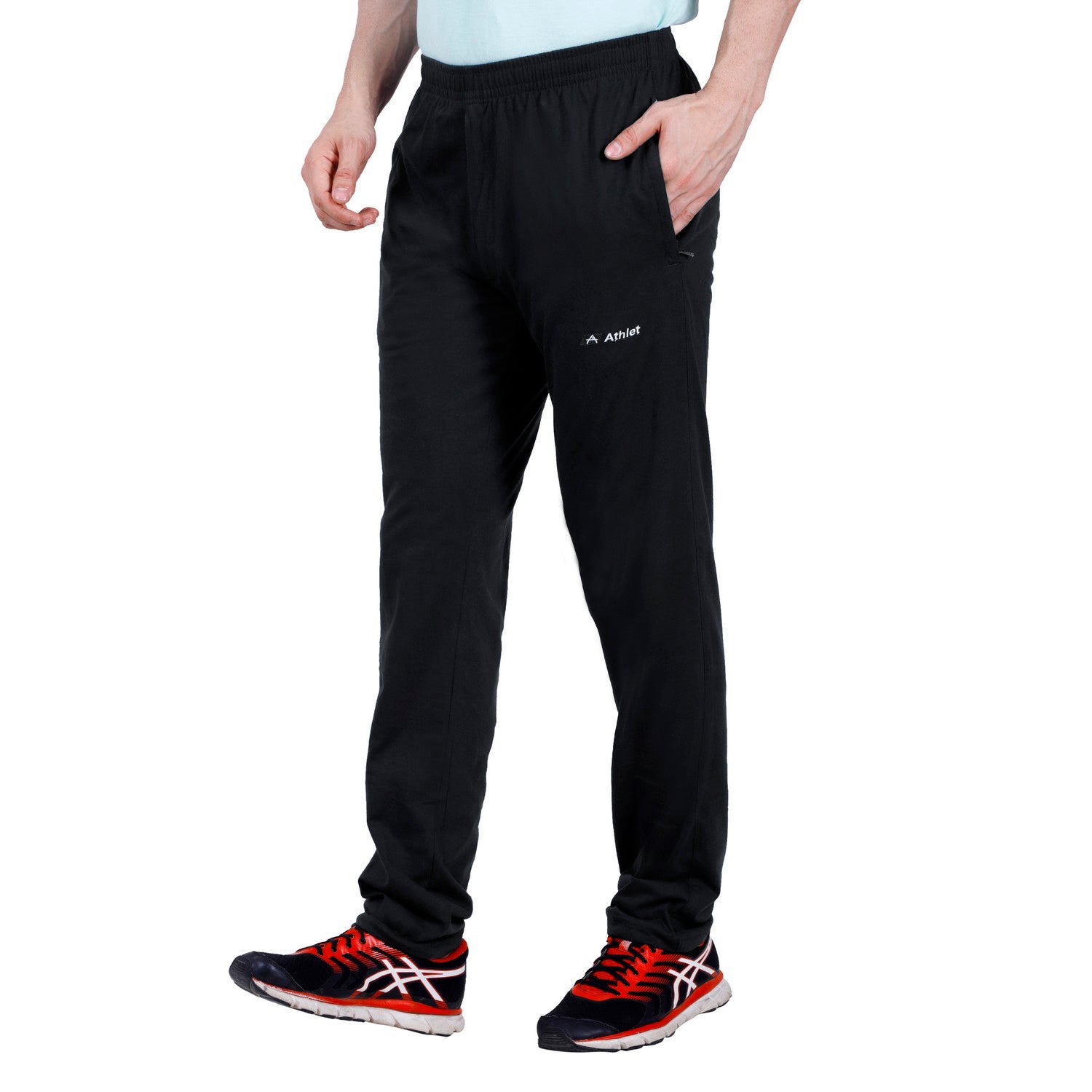 Cotton Track Pants with Front Zip & Back Pocket - 606