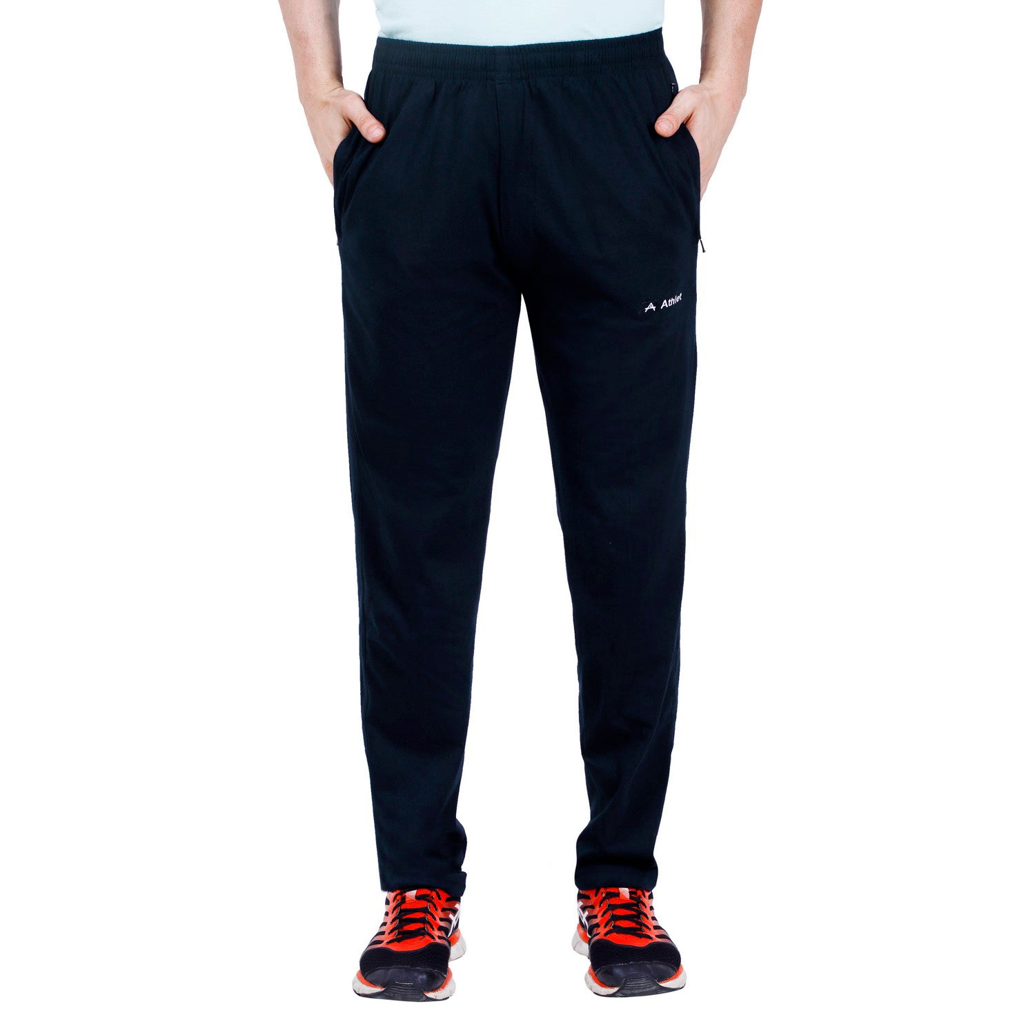 Cotton Track Pants with Front Zip & Back Pocket - 606