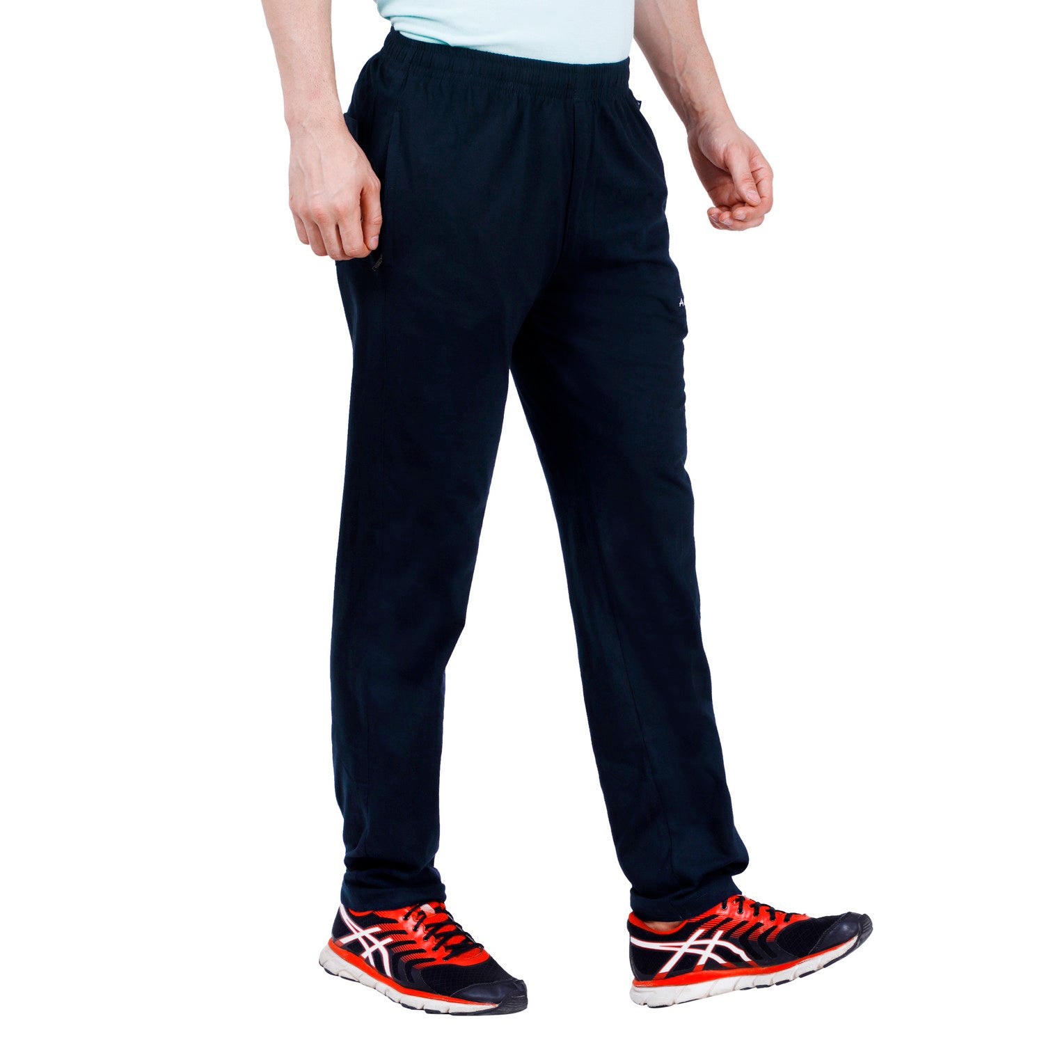 Cotton Track Pants with Front Zip & Back Pocket - 606