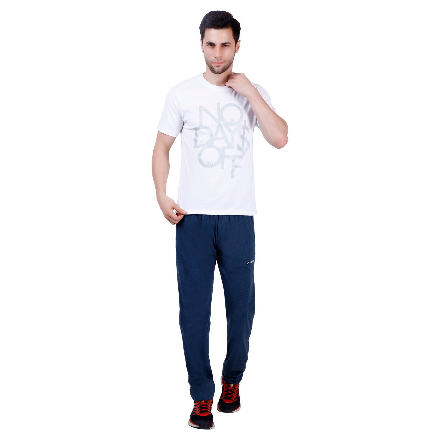 Cotton Track Pants with Front Zip & Back Pocket - 606