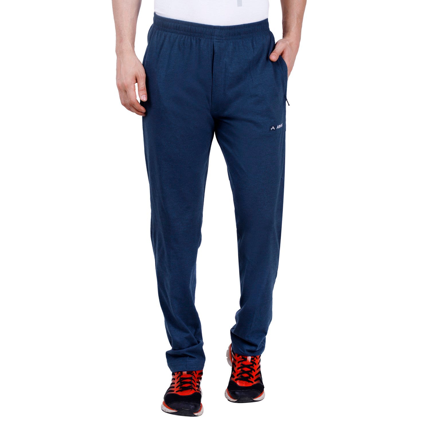 Cotton Track Pants with Front Zip & Back Pocket - 606