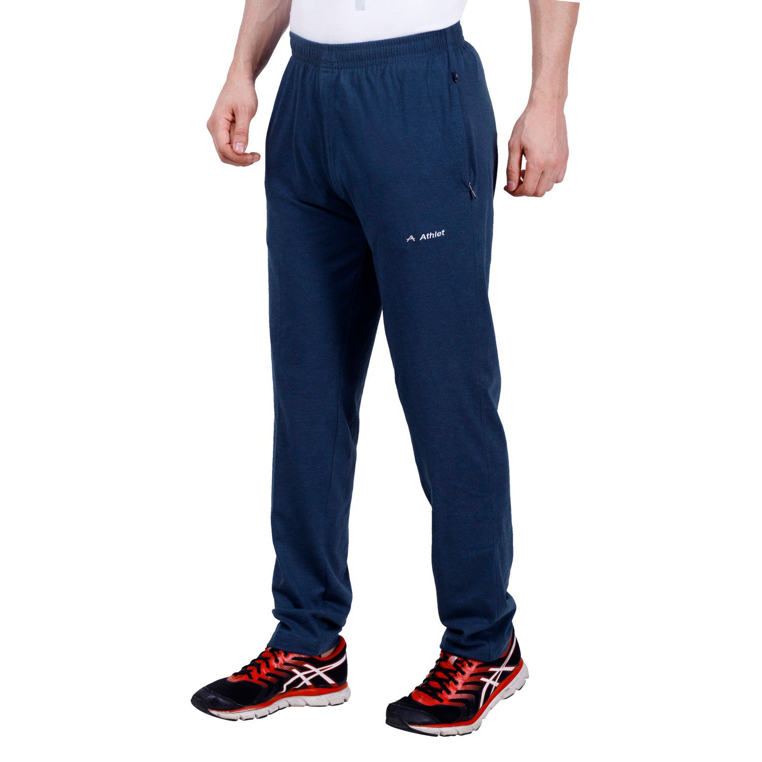 Cotton Track Pants with Front Zip & Back Pocket - 606