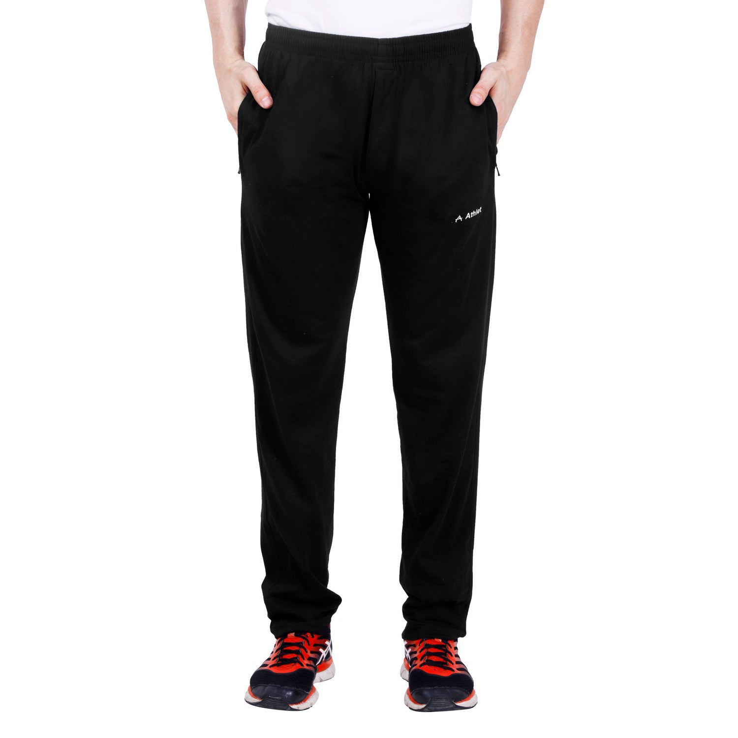 Cotton Track Pants with Front Zip & Back Pocket - 606