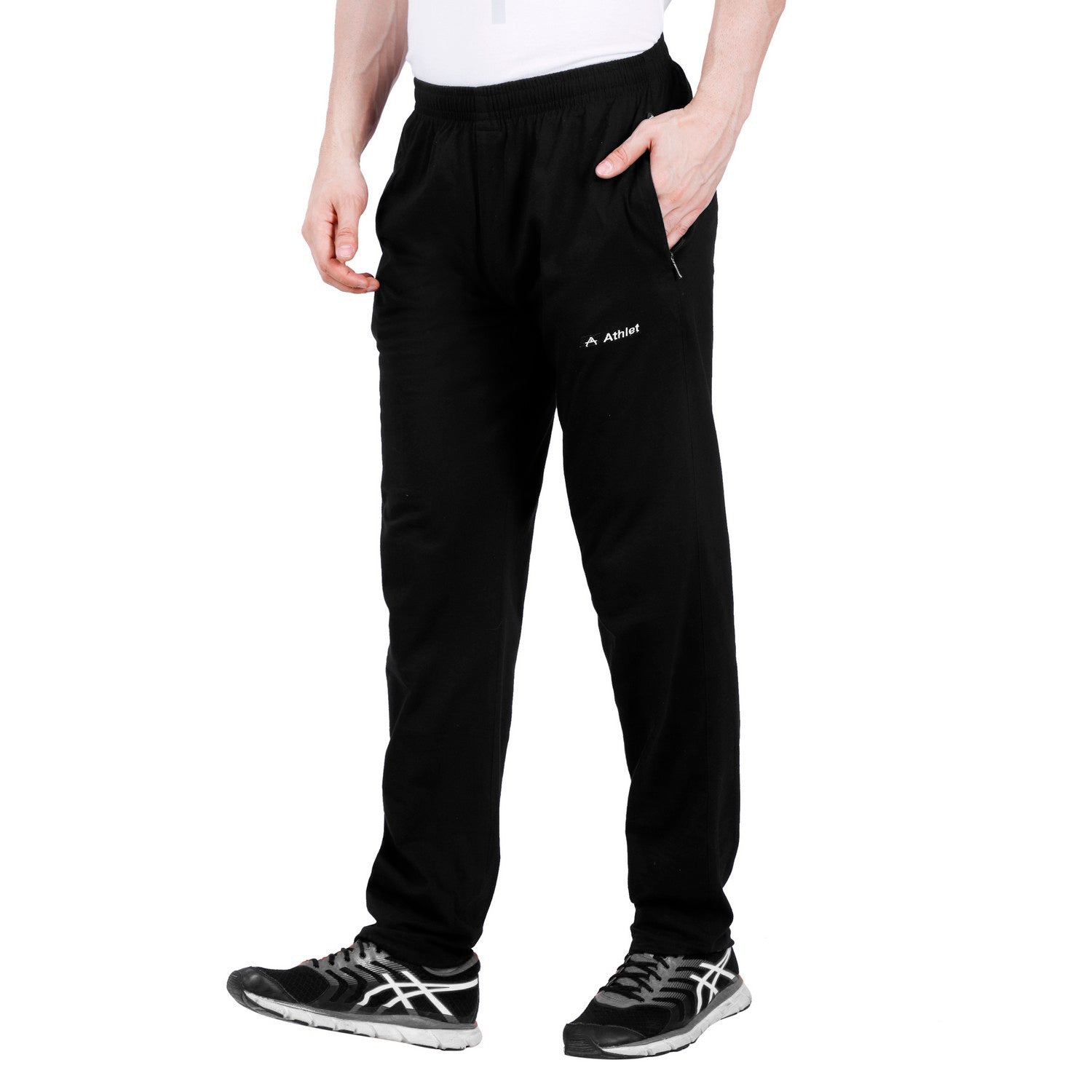 Cotton Track Pants with Front Zip & Back Pocket - 606