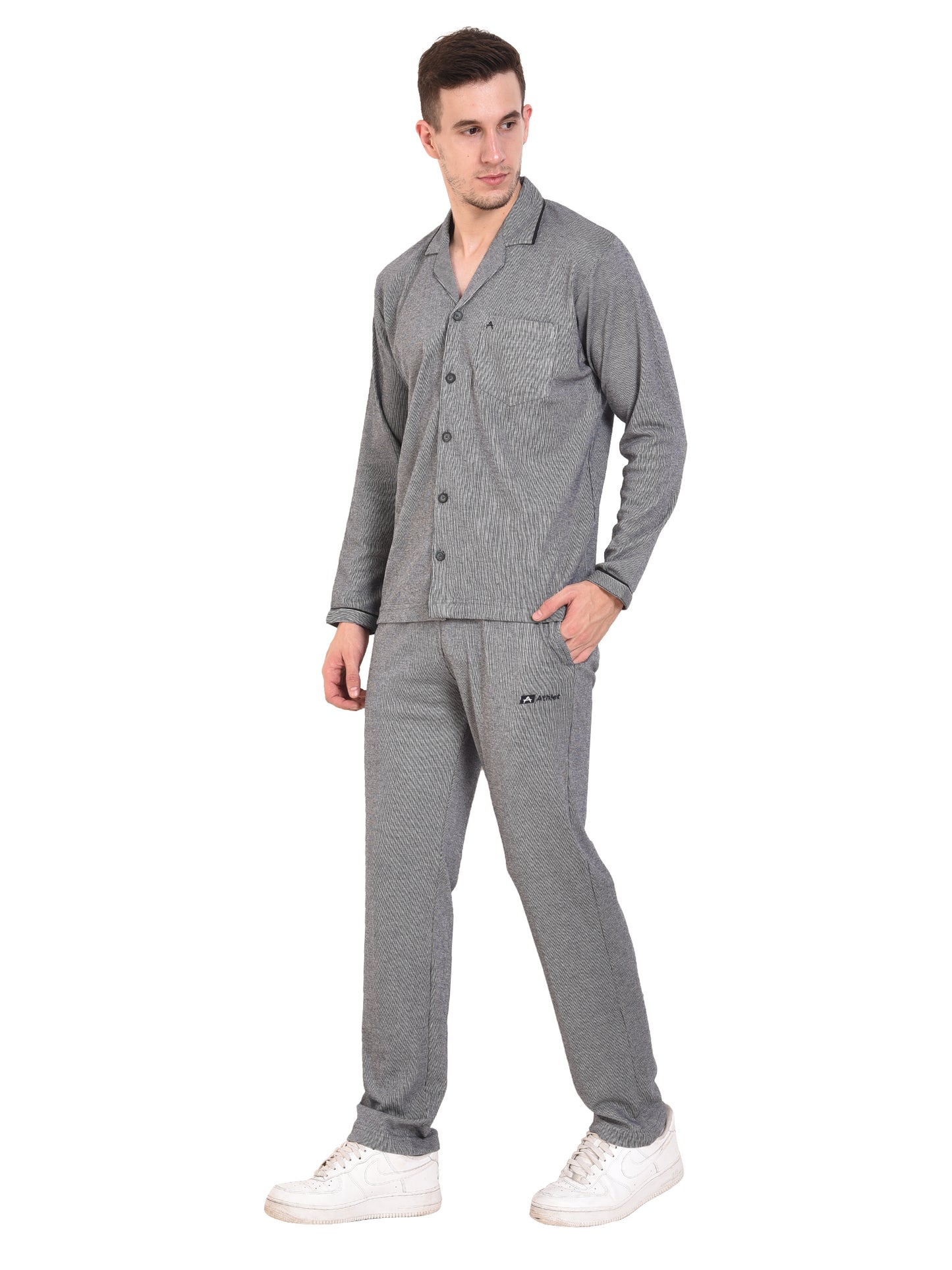 Cotton Hosiery Full Button Pajama Set - Relaxed Fit Nightwear