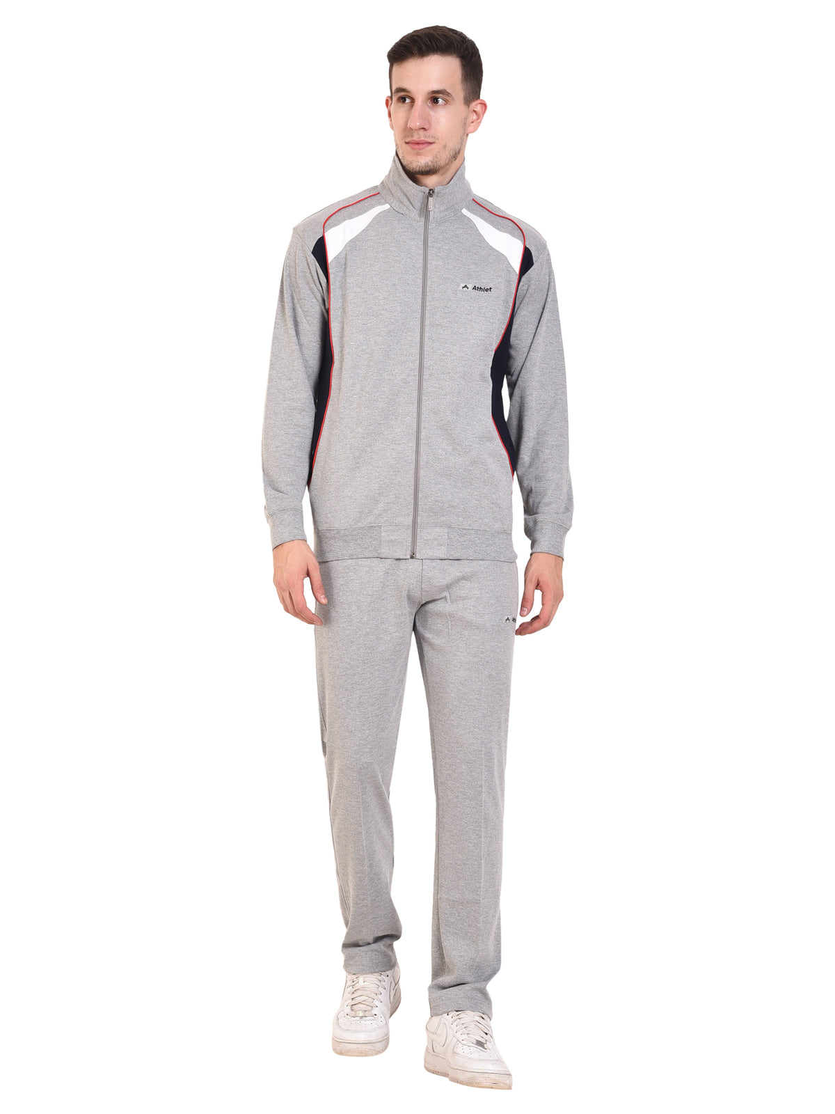 Shoulder Detail Zip-Up Tracksuit Set - 8011