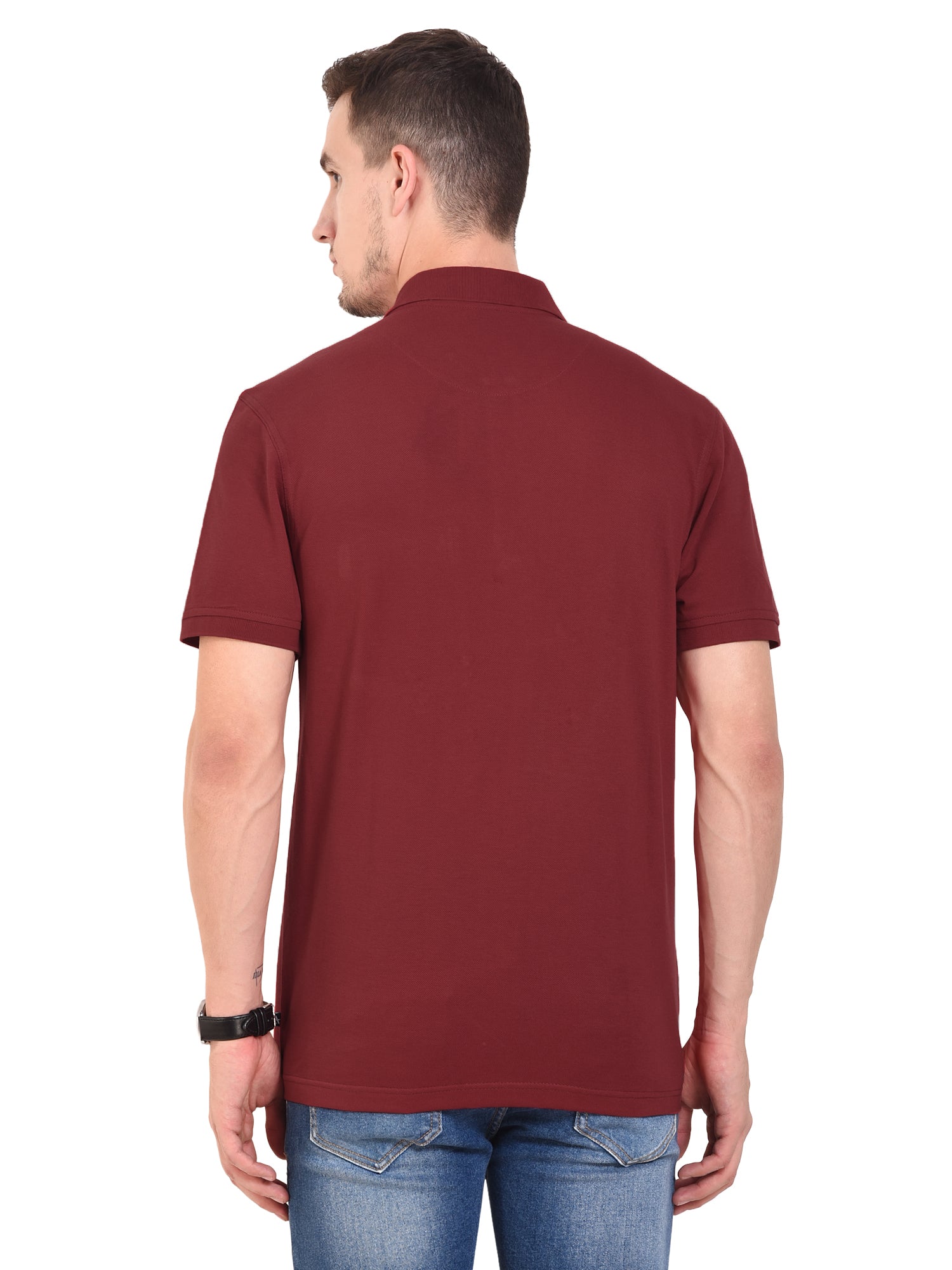 Casual Solid Matty Polo TShirt Chest Pocket - 1004 HS